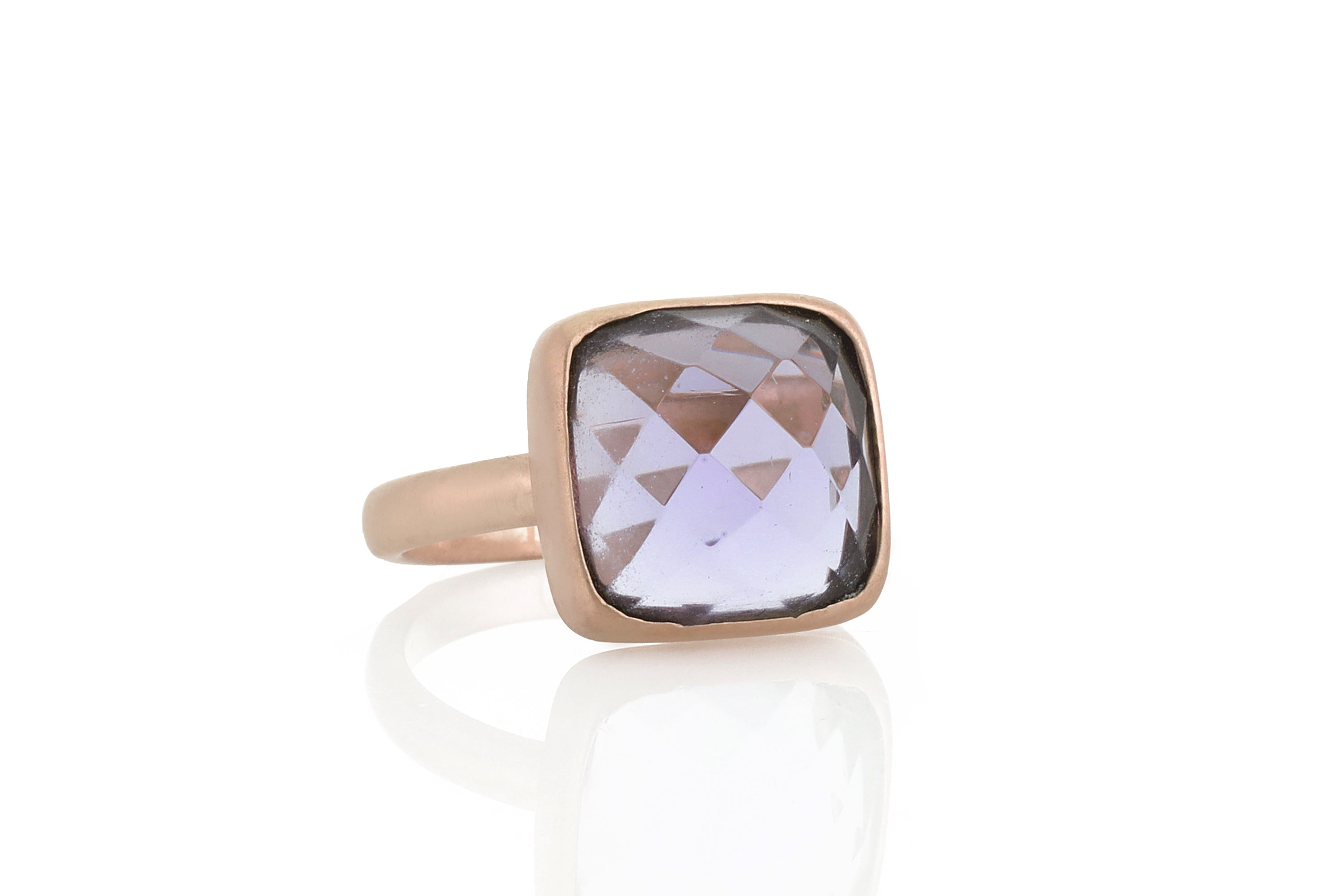 Square Amethyst Bezel Set Gold Ring Rings Anemone Limited