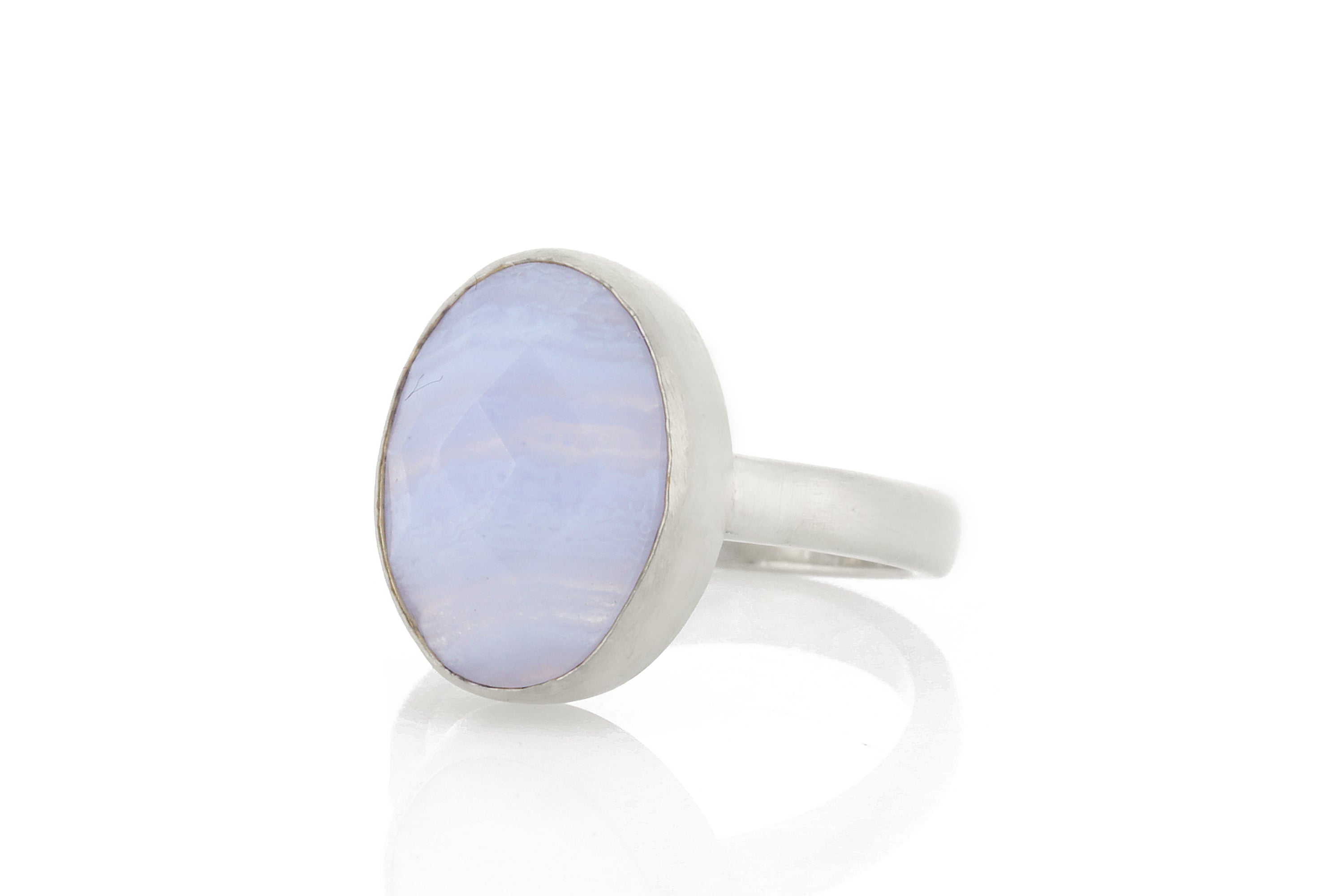 Oval Blue Lace Agate Gemstone Gold Bezel Ring Rings Anemone Limited
