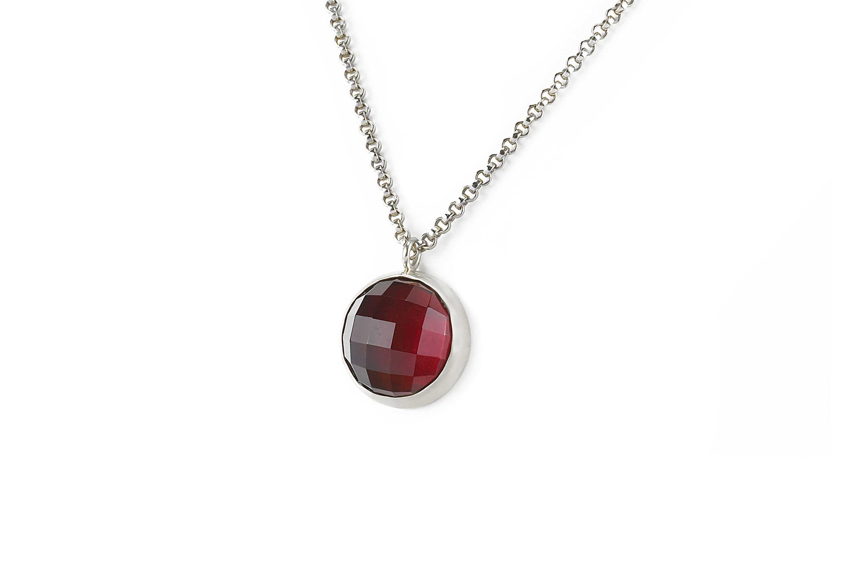 Garnet Bezel Pendant Gold Necklace necklaces Anemone Limited