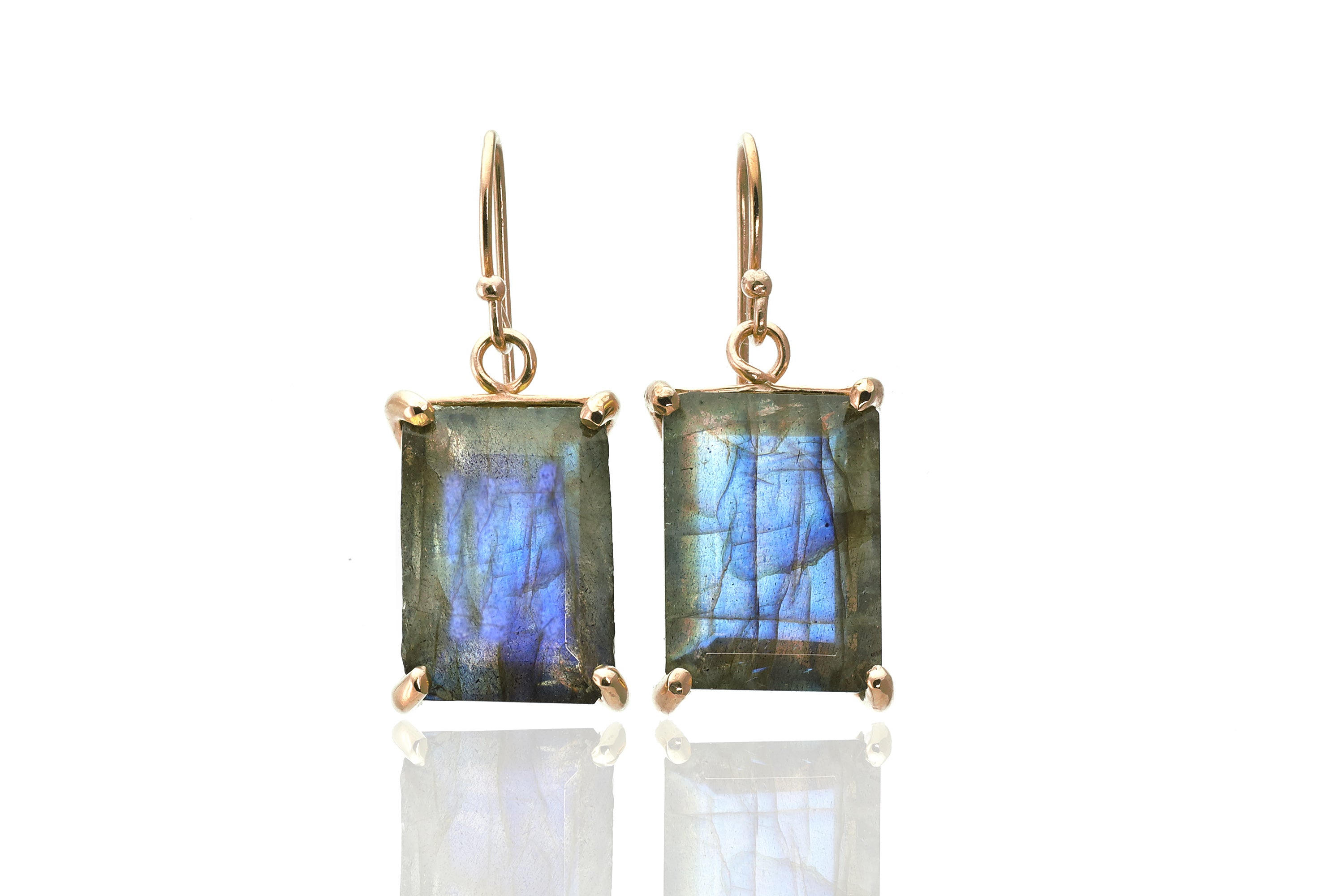 18x13mm Labradorite Earrings in 14k Gold Earrings Anemone Jewelry