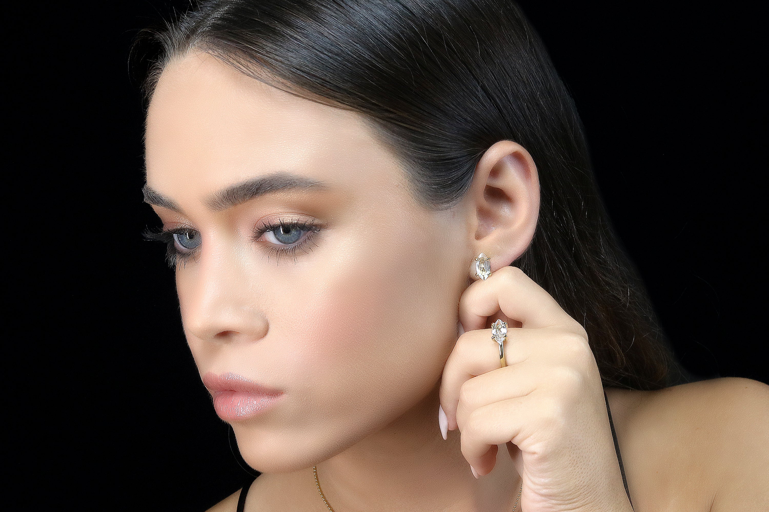 Marquise Gold Filled Clear Quartz Earrings Earrings Anemone Unique