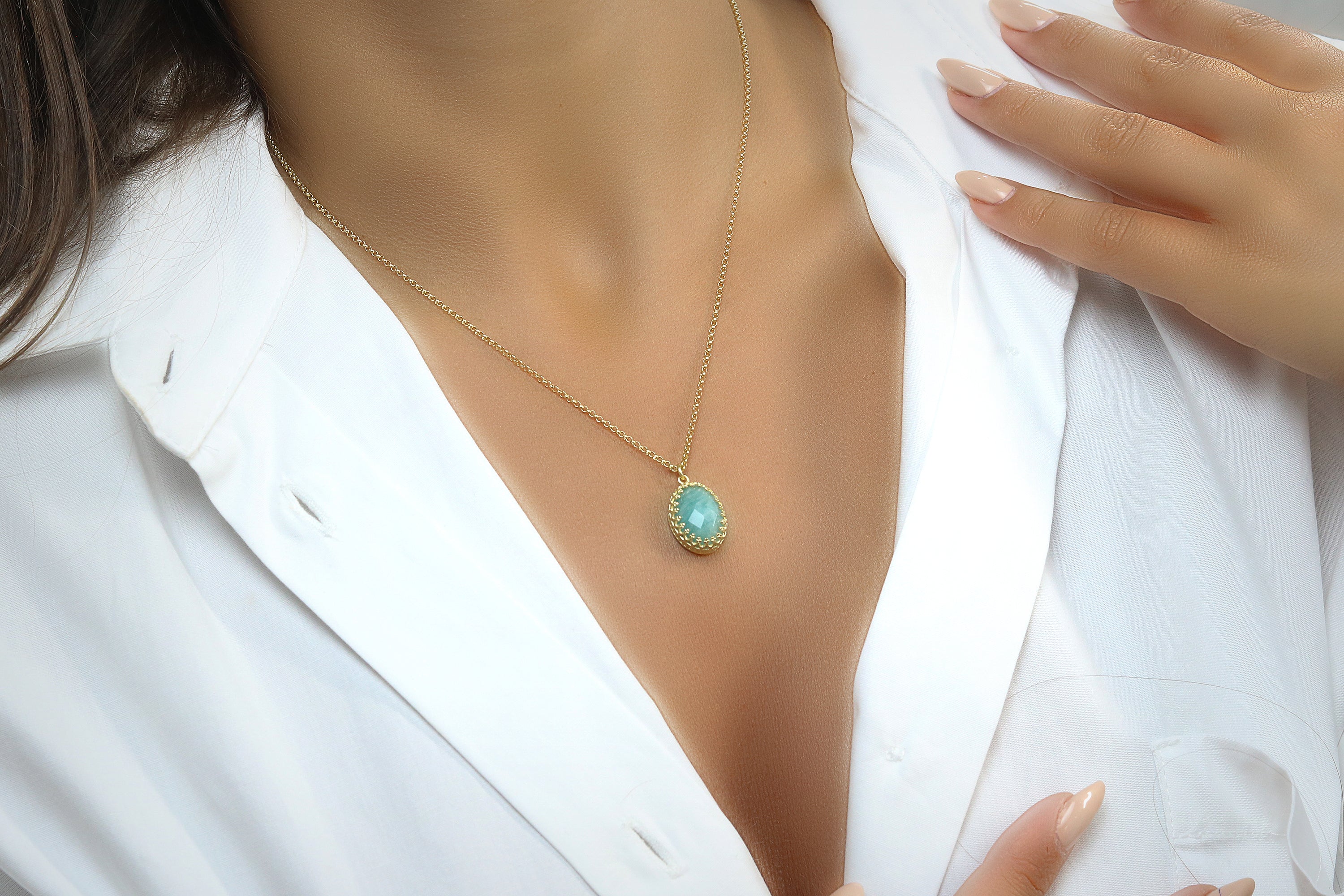 Chic Amazonite 14k Gold Filled Necklace necklaces Anemone Jewelry