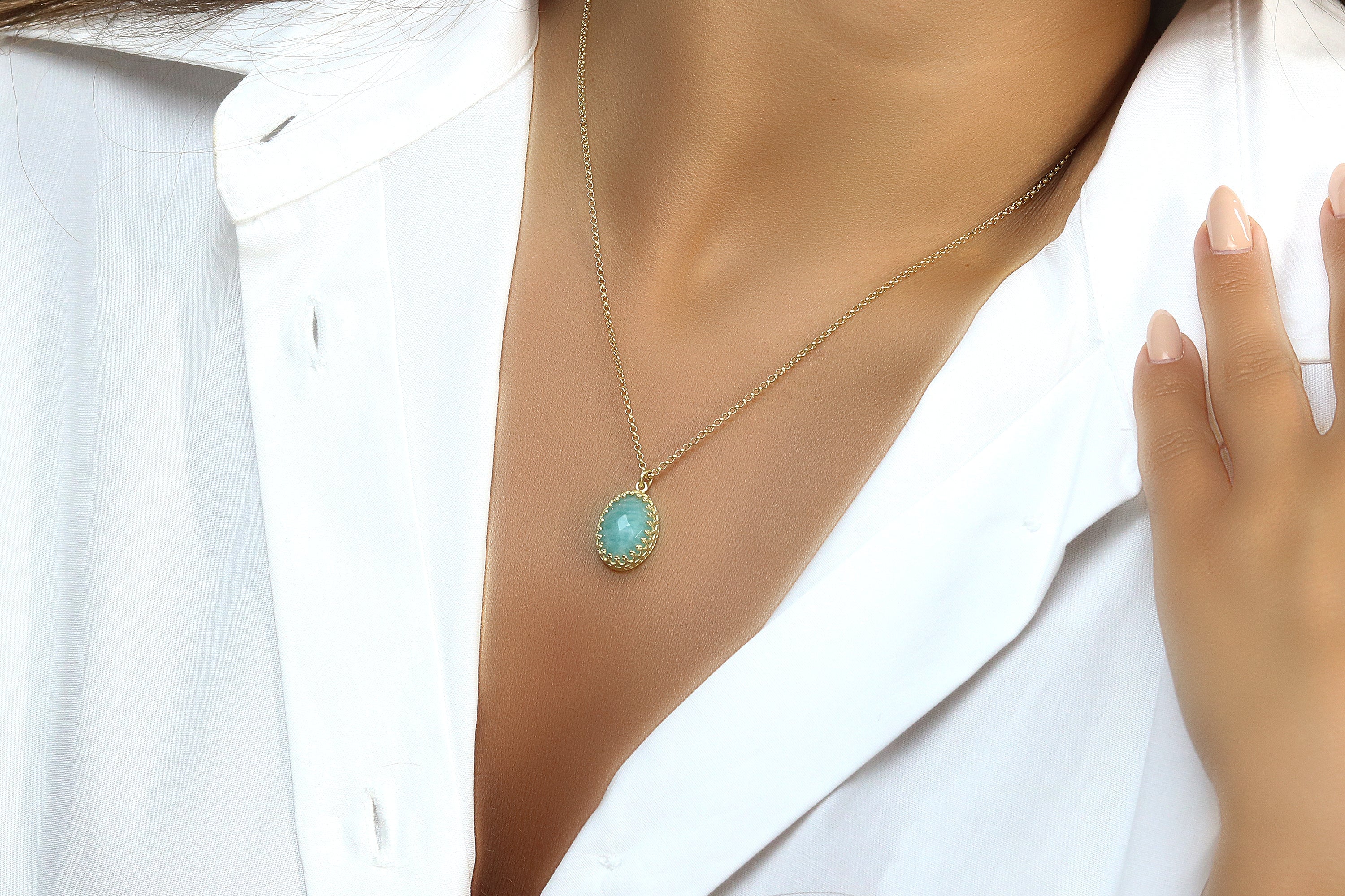 Chic Amazonite 14k Gold Filled Necklace necklaces Anemone Jewelry
