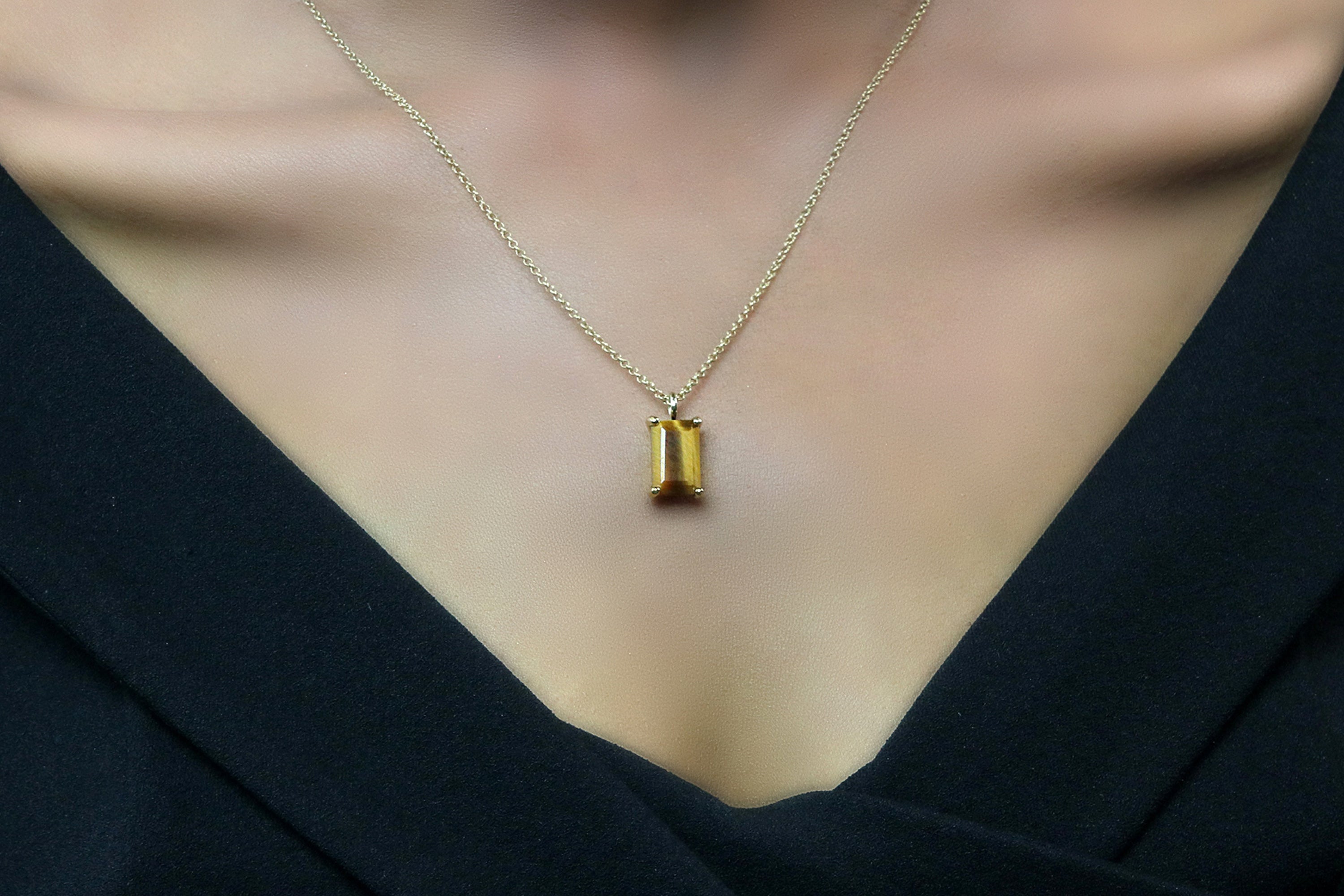 Lovely Brown Tiger Eye Necklace in Gold necklaces Anemone Unique