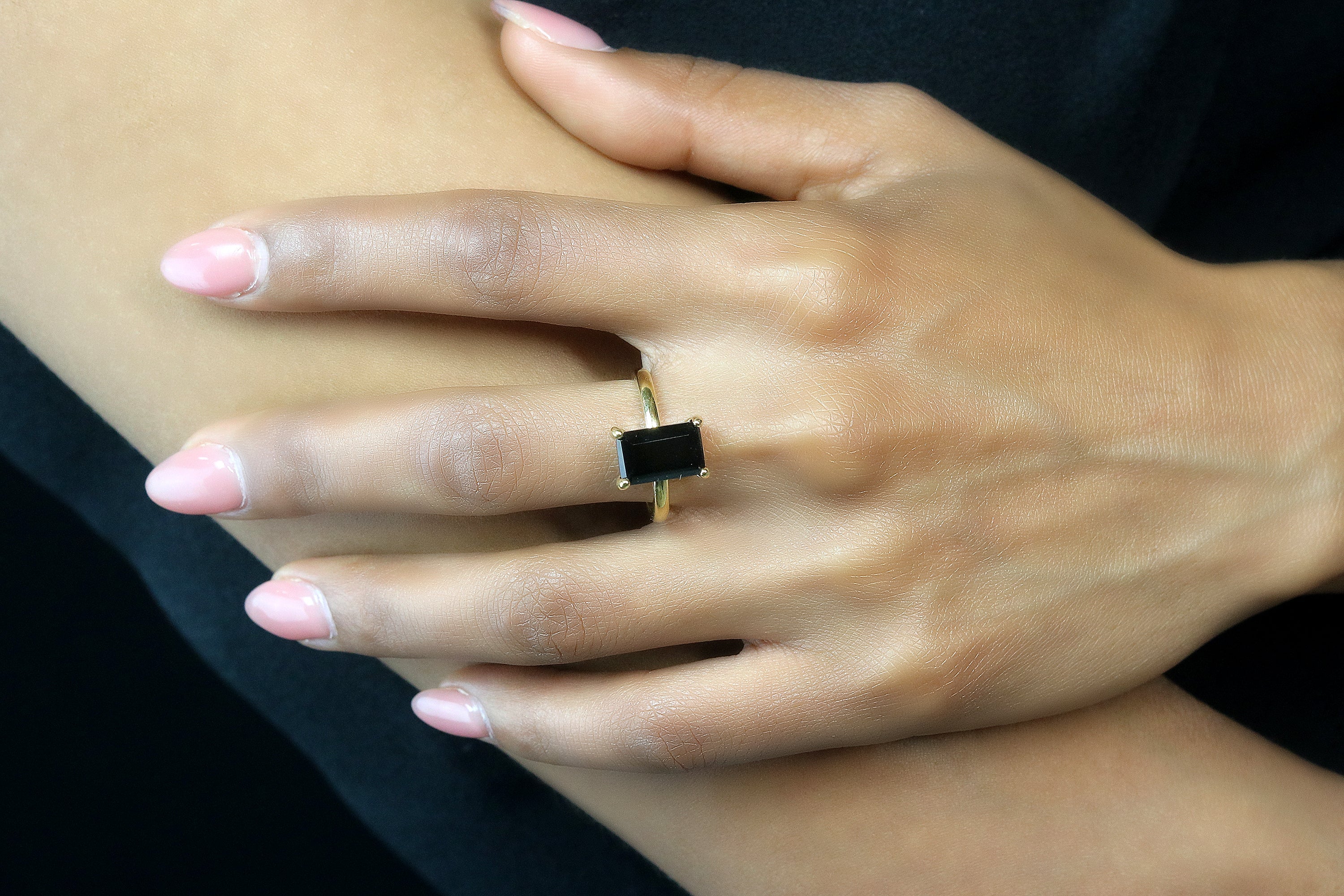 Black Onyx Ring in 14k Gold Rings Anemone Unique