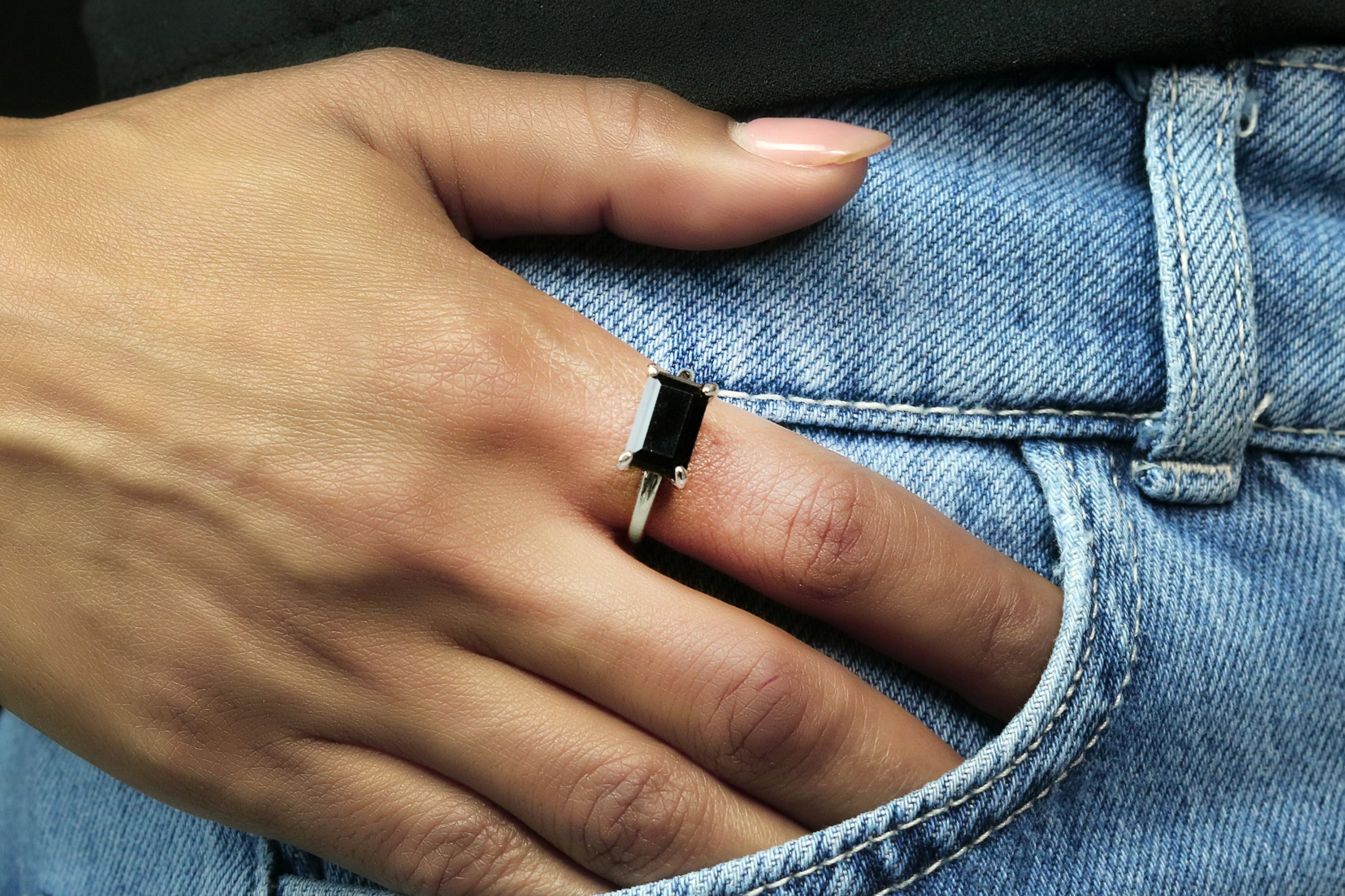 Sterling Silver Black Onyx Ring Rings Anemone Unique