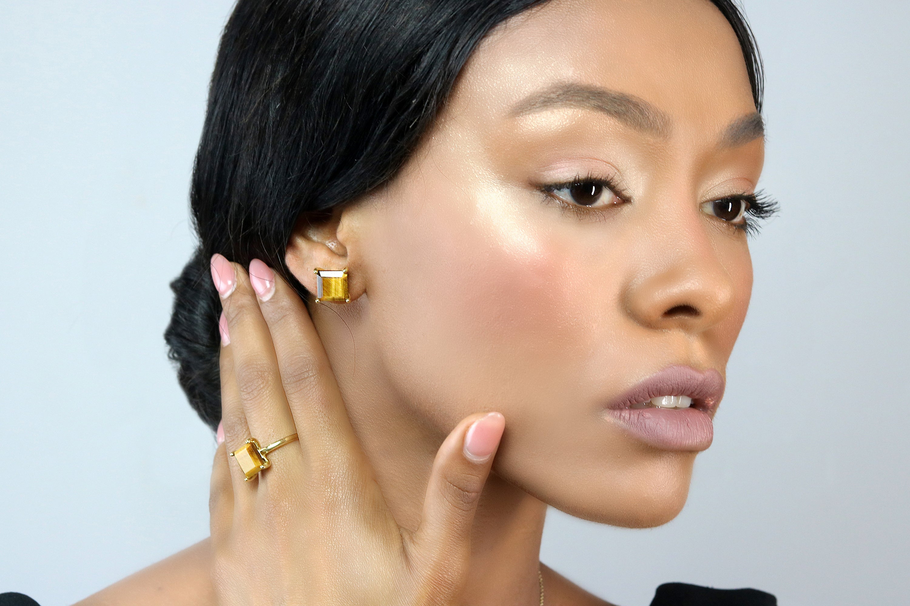 Solitaire Gold Filled Tiger Eye Ring Rings Anemone Unique