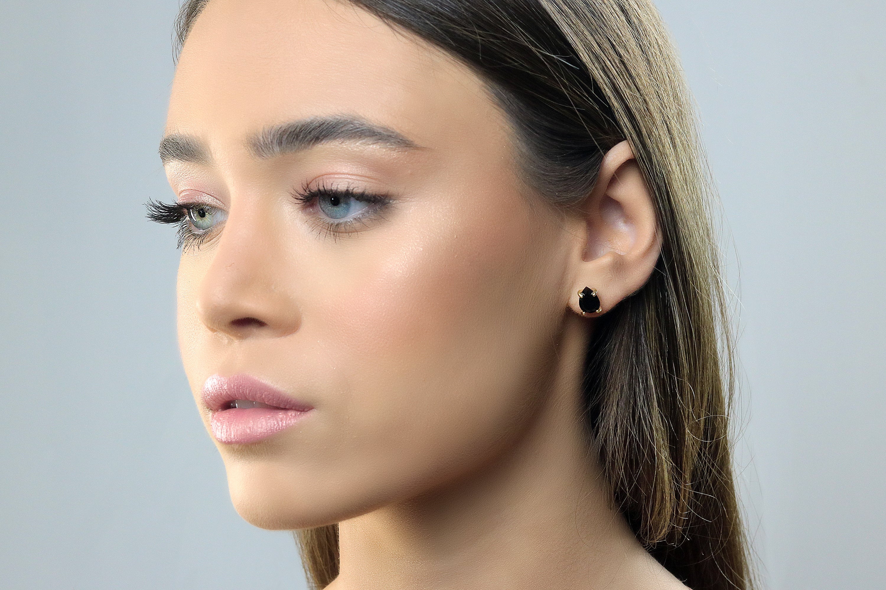 Black Pear Onyx Earrings in Gold Earrings Anemone Unique