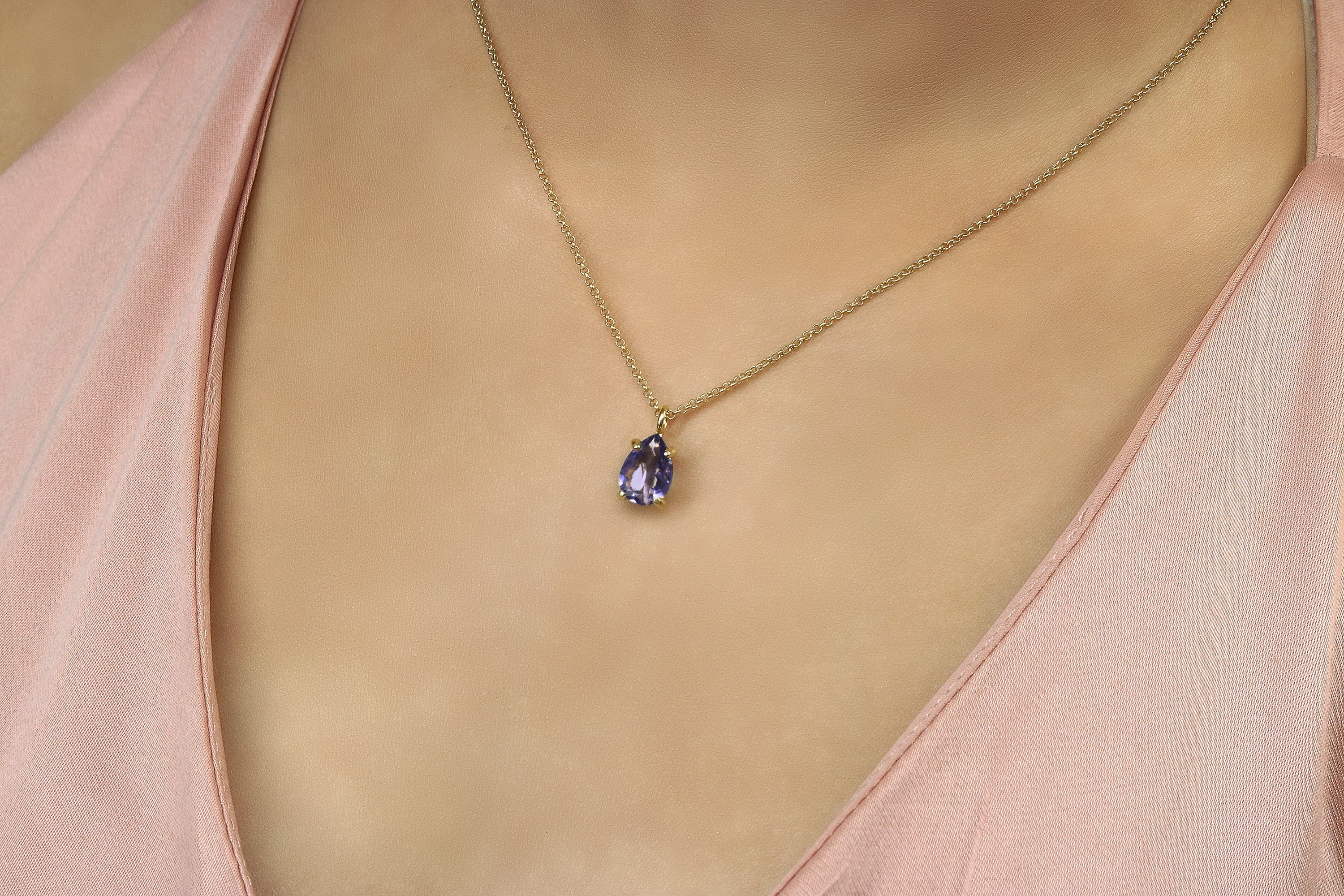 Unique Pear Amethyst Sterling Silver Necklace necklaces Anemone Unique