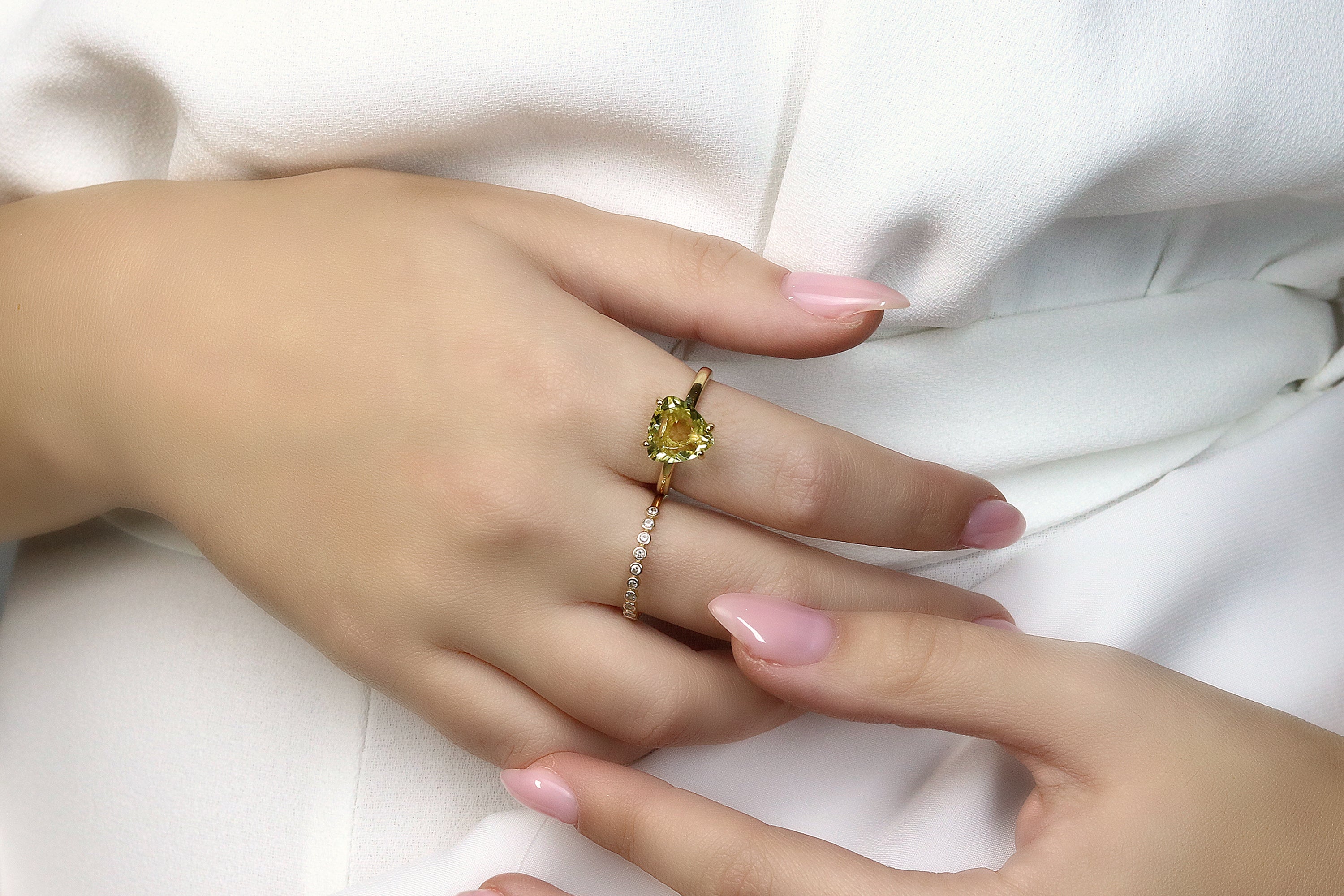 Trillion Lemon Quartz Sterling Silver Ring Rings Anemone Unique