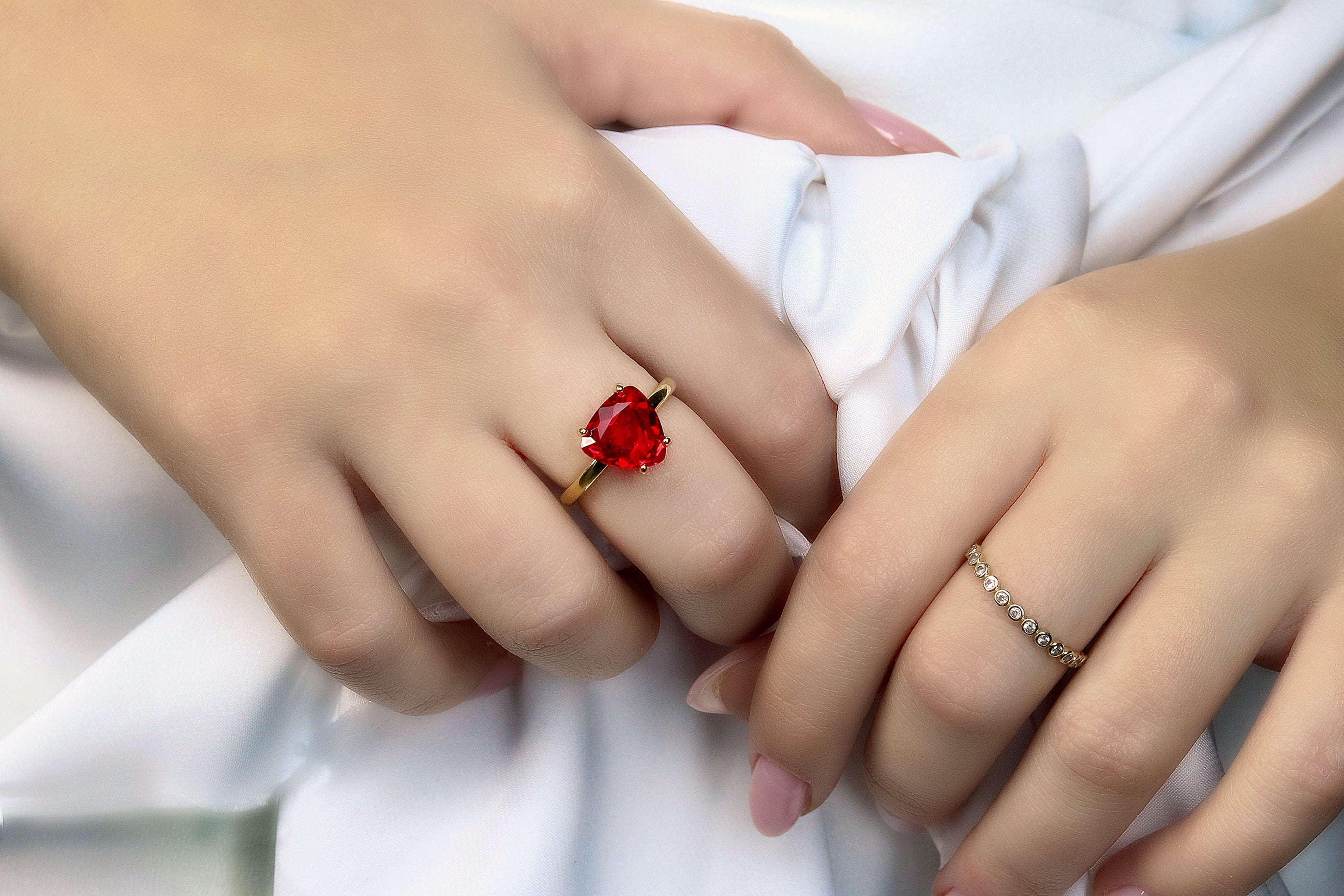 Sterling Silver Ring with Ruby Gemstone Rings Anemone Unique