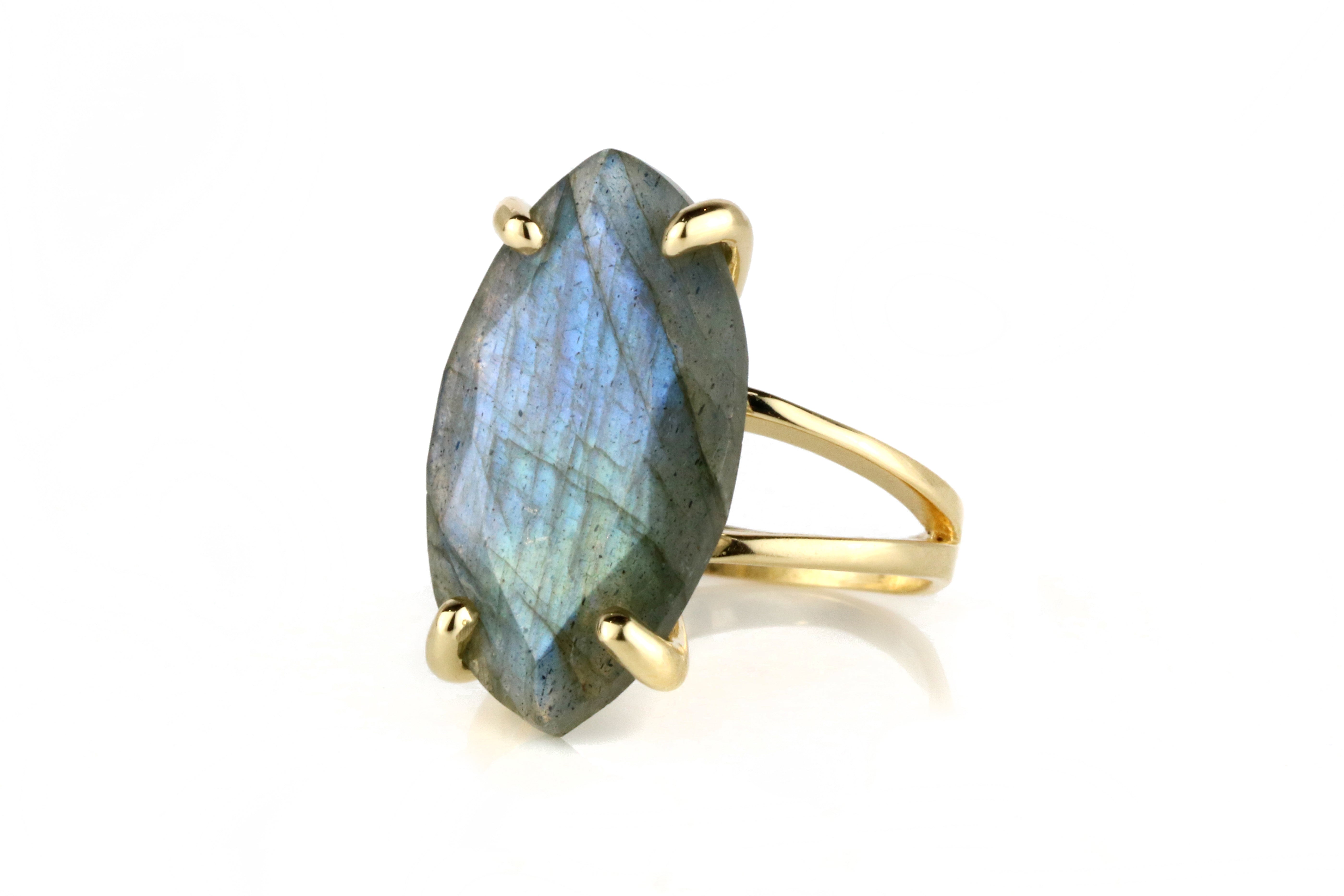 Unique Labradorite 14k Gold Cocktail Ring Rings Anemone Jewelry