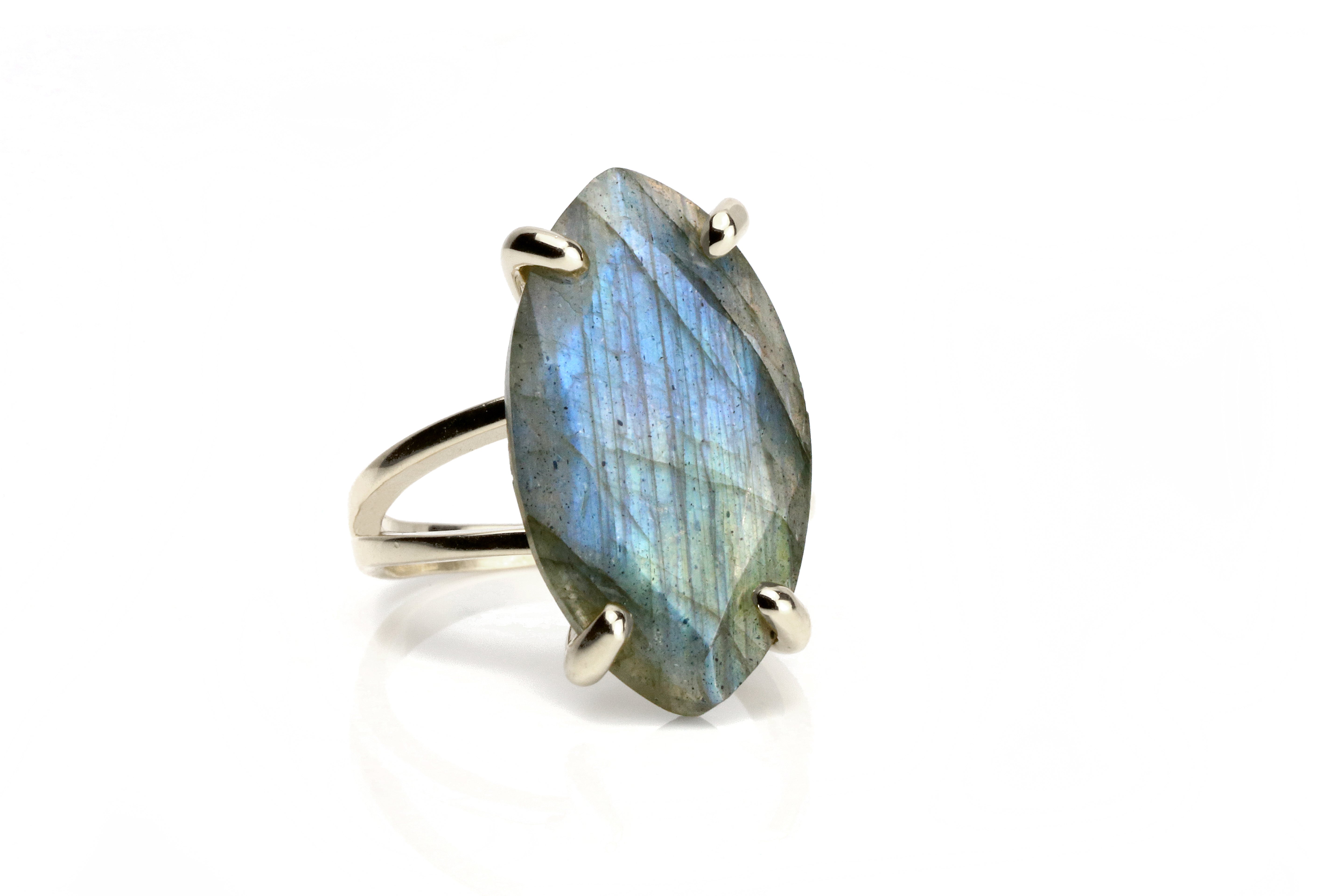 Unique Labradorite 14k Gold Cocktail Ring Rings Anemone Jewelry