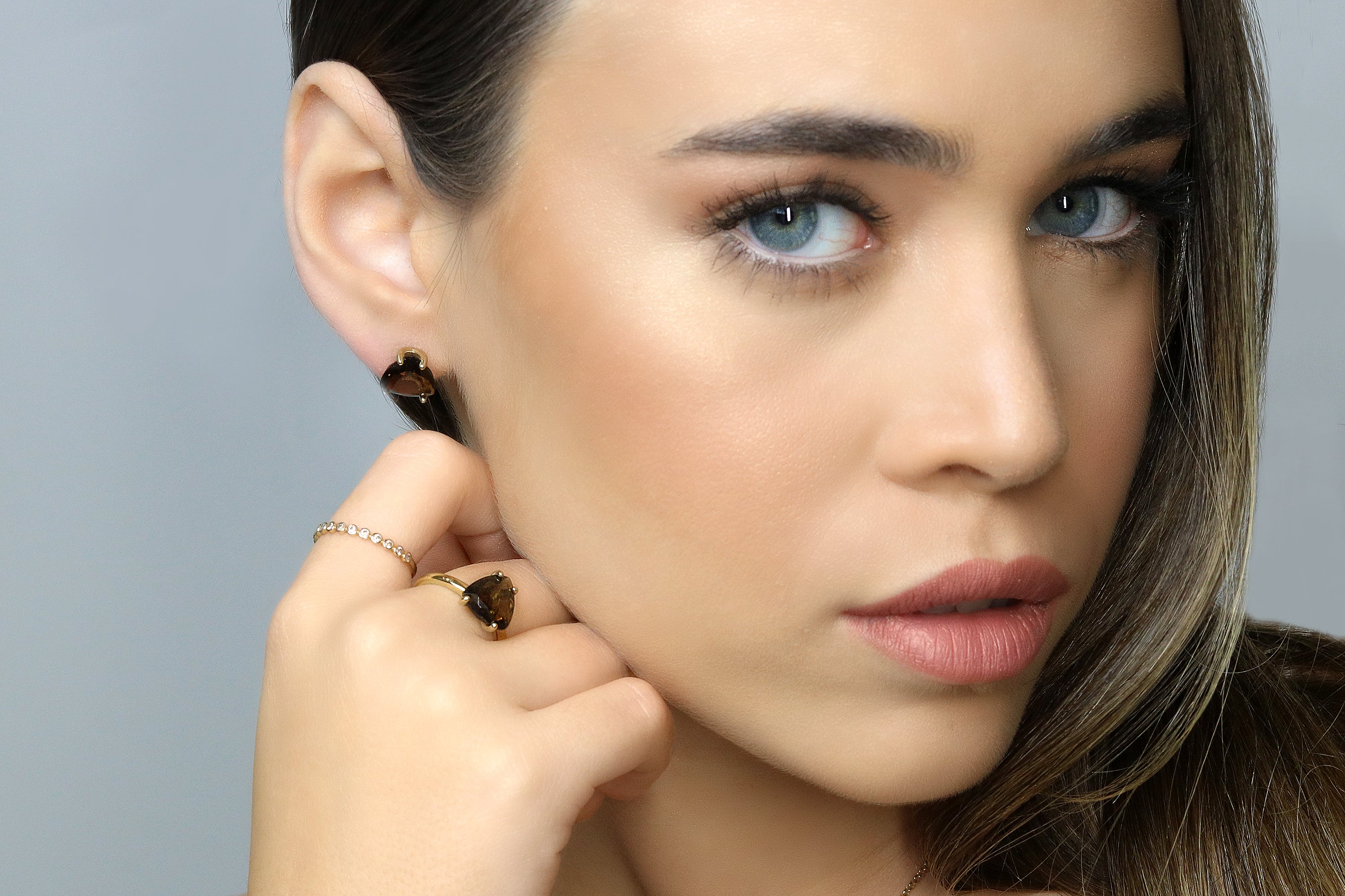 Smoky Quartz Sterling Silver Stud Earrings Earrings Anemone Unique