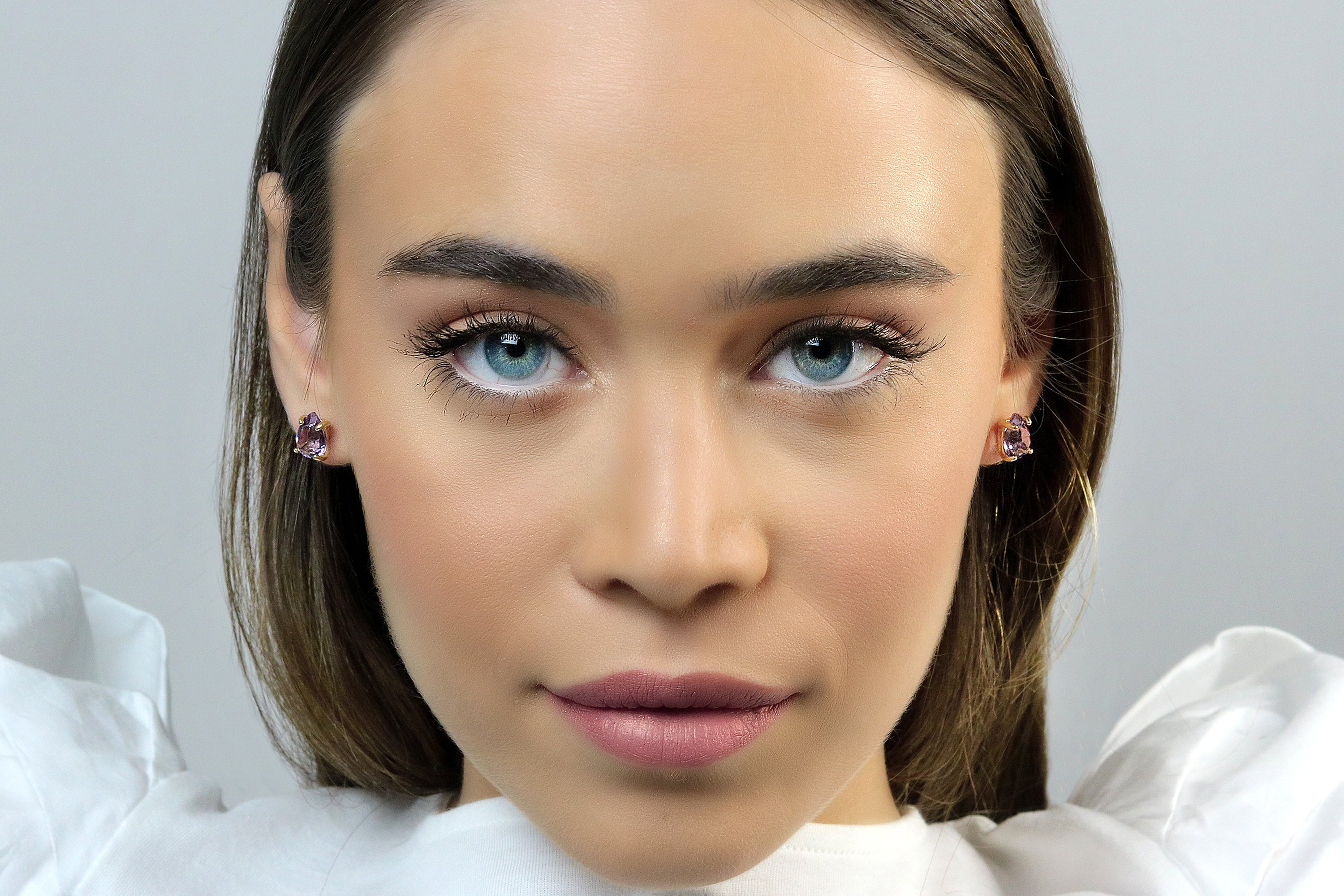 Silver Amethyst Stud Earrings Earrings Anemone Unique