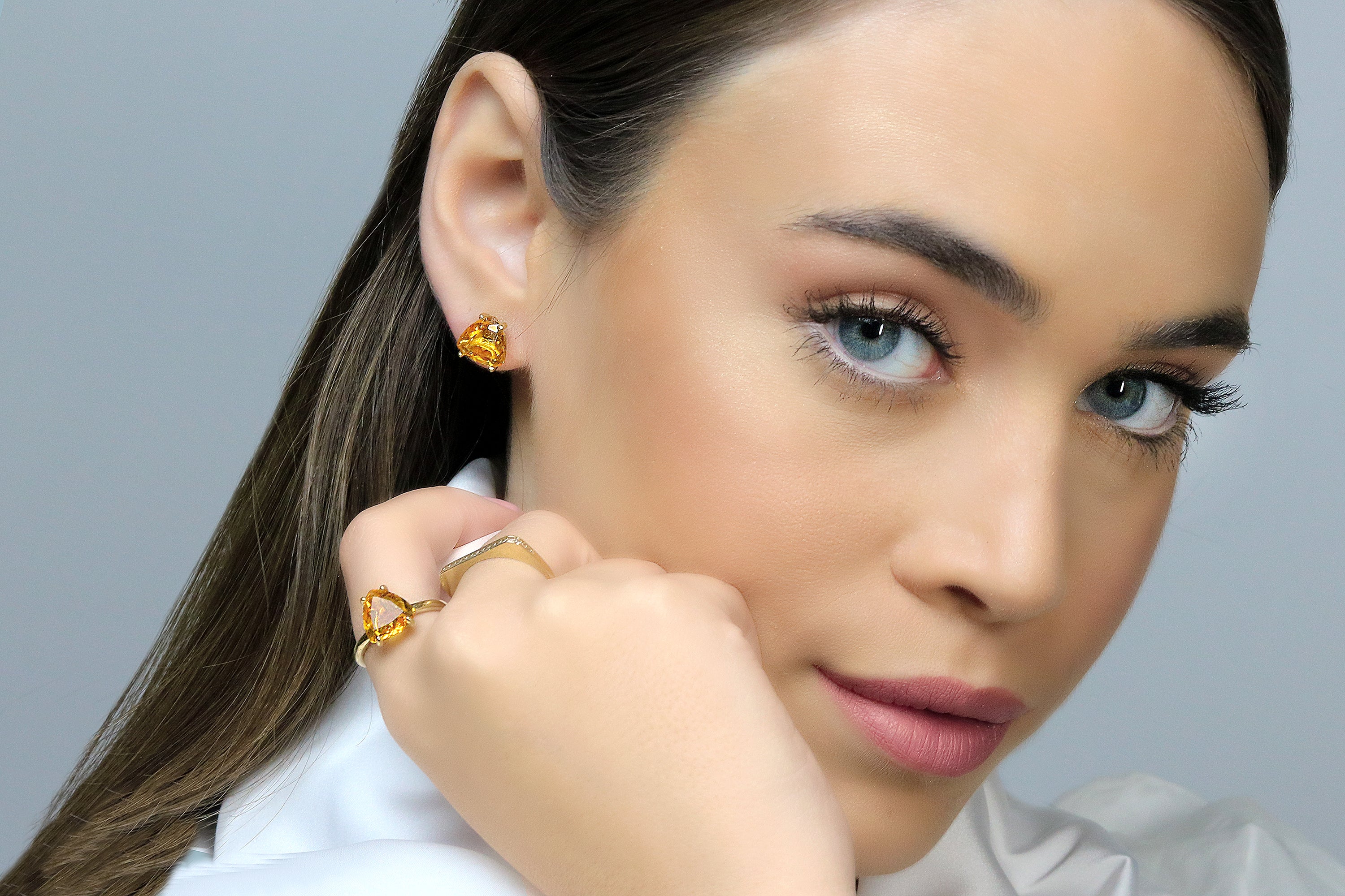 Lustrous Yellow Citrine Earrings in Gold Earrings Anemone Unique