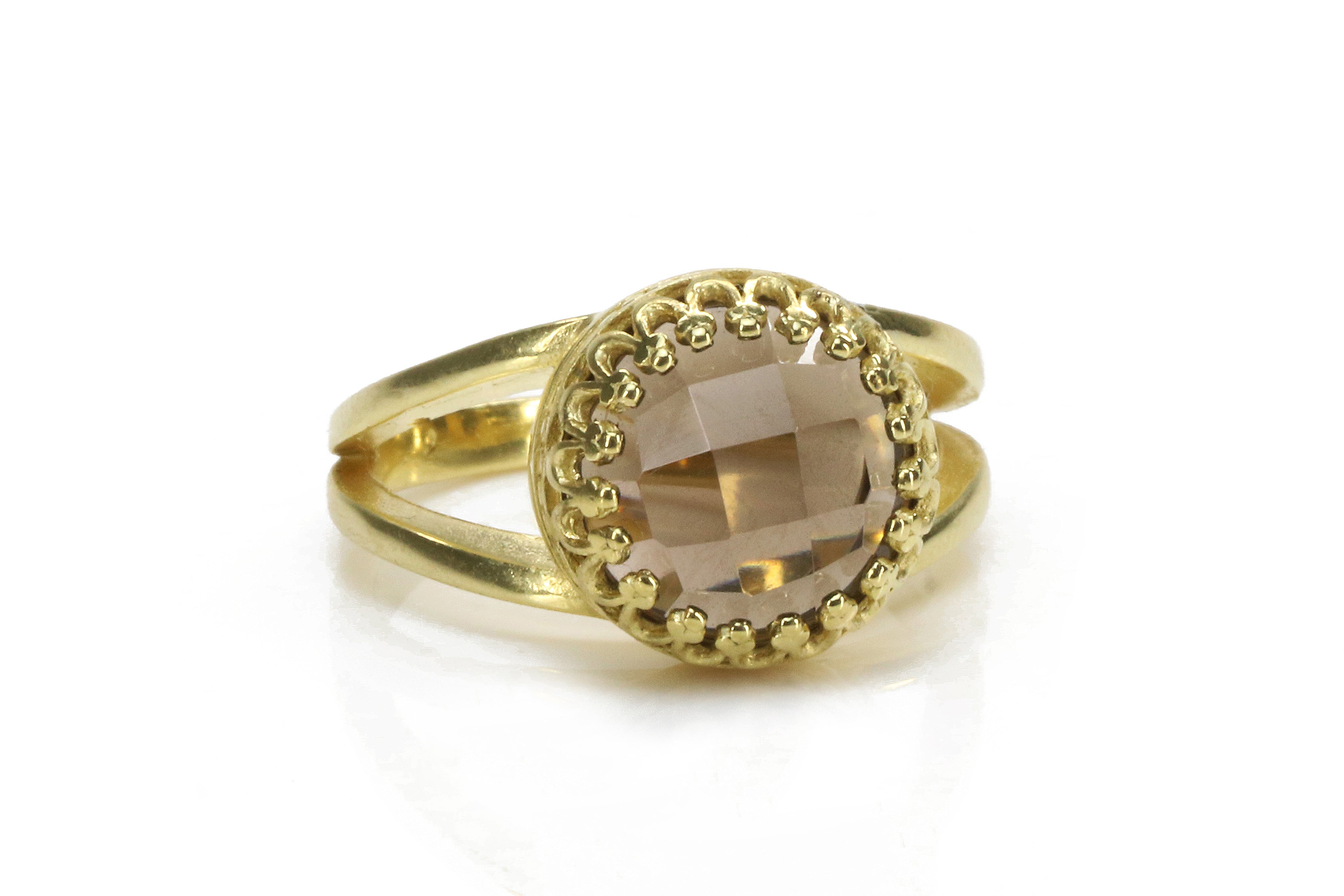 10mm Smoky Quartz in 14K Gold-filled Ring Rings Anemone Jewelry