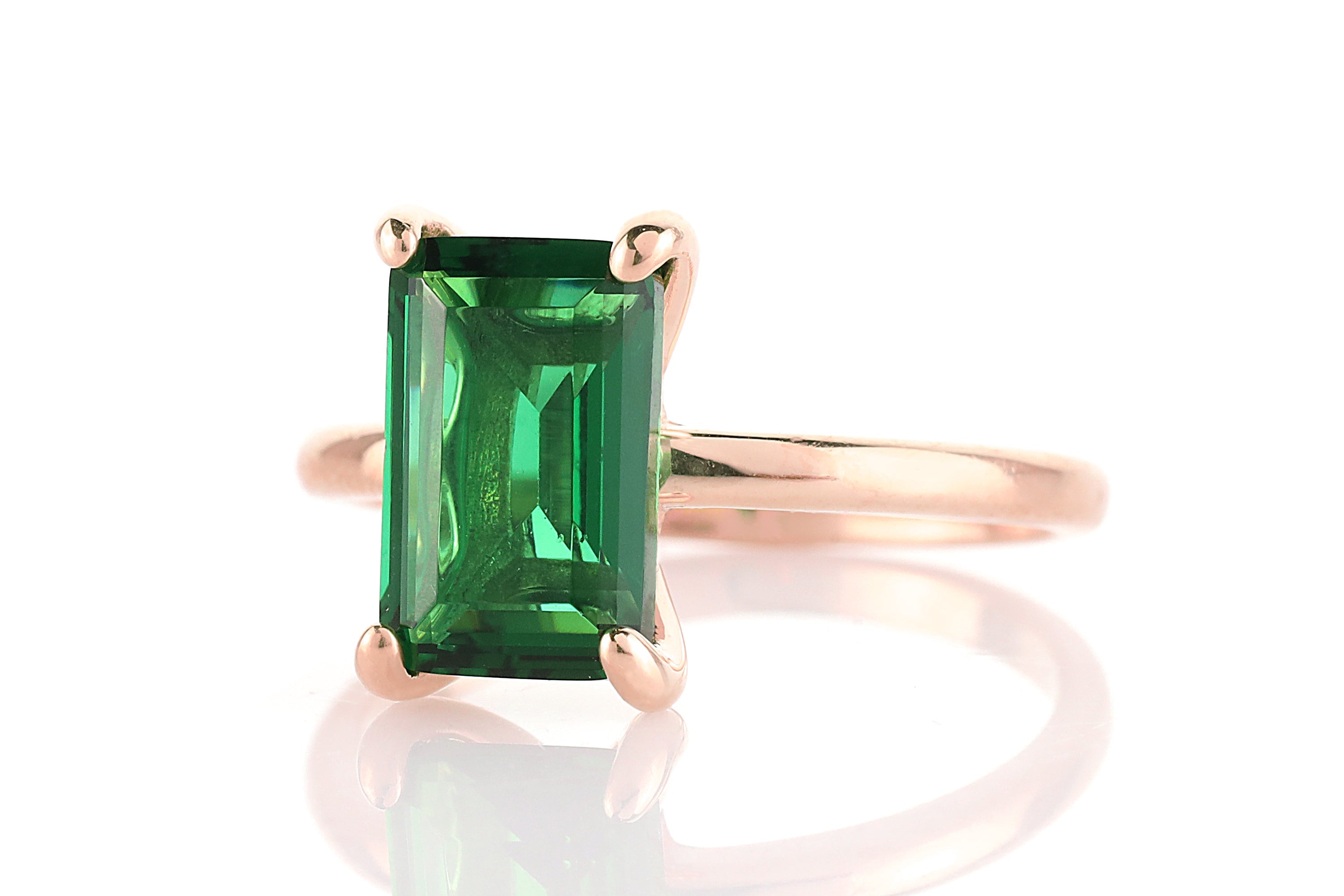 Rectangle Emerald Engagement Gold Ring Rings Anemone Unique