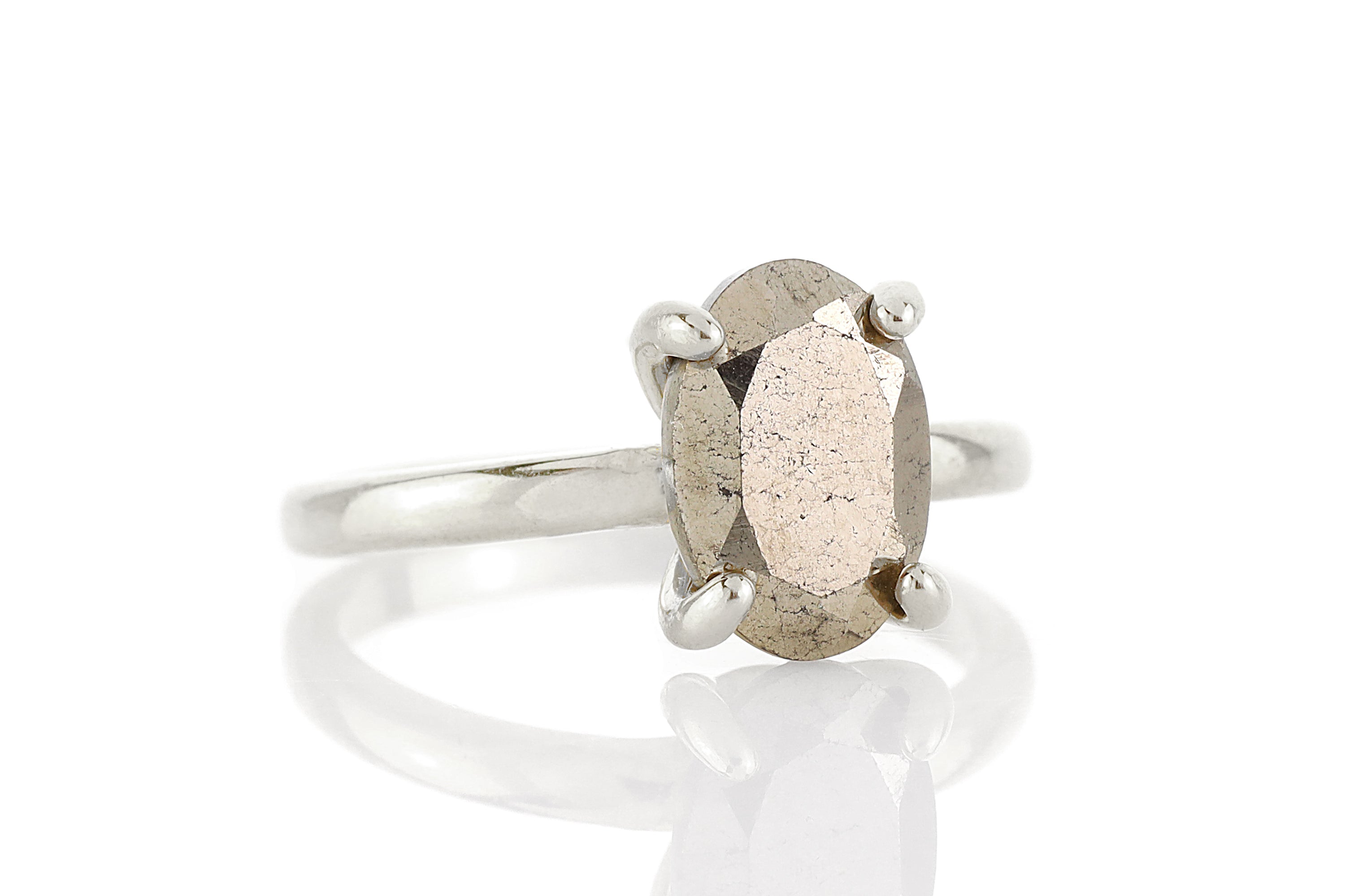 Delicate Pyrite Crystal Stone Ring in Gold Rings Anemone Unique