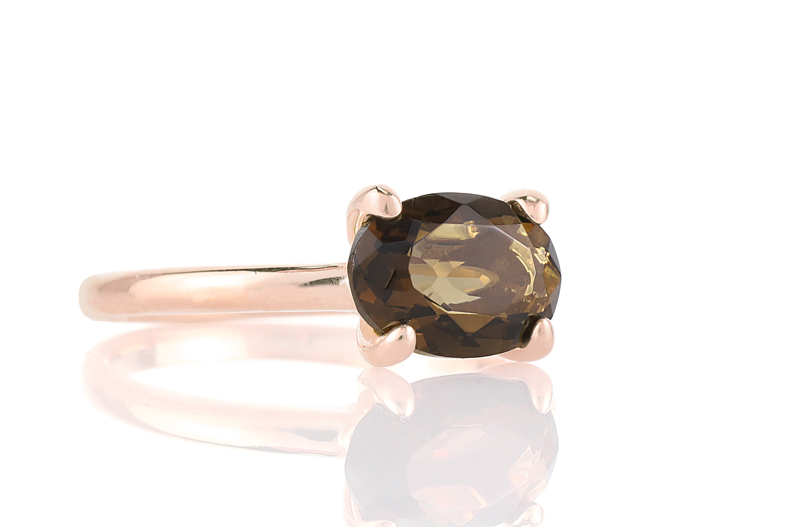 Oval Smoky Quartz Sterling Silver Ring for Women Rings Anemone Unique