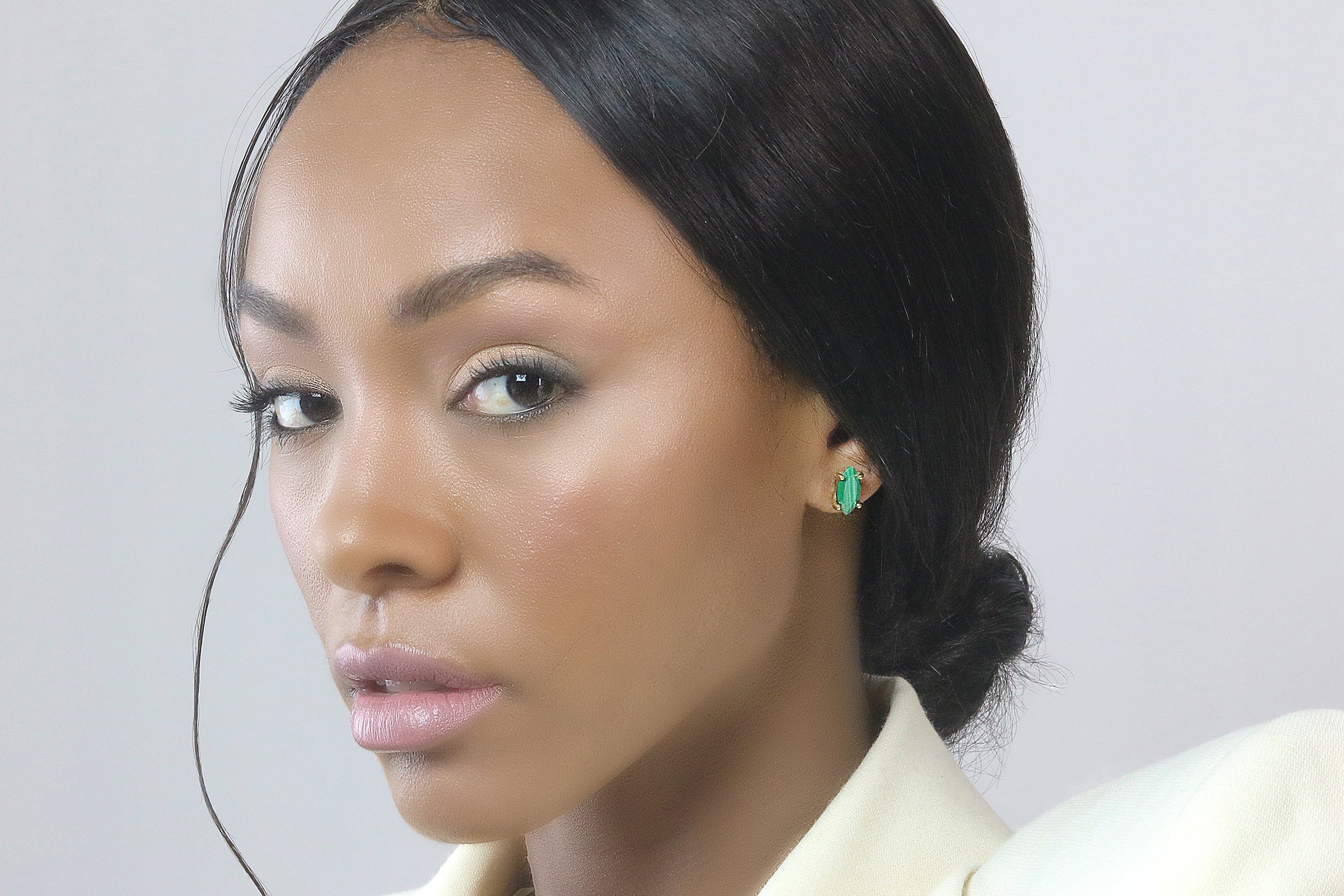 Vibrant Dainty Green Malachite Gold Earrings Earrings Anemone Unique