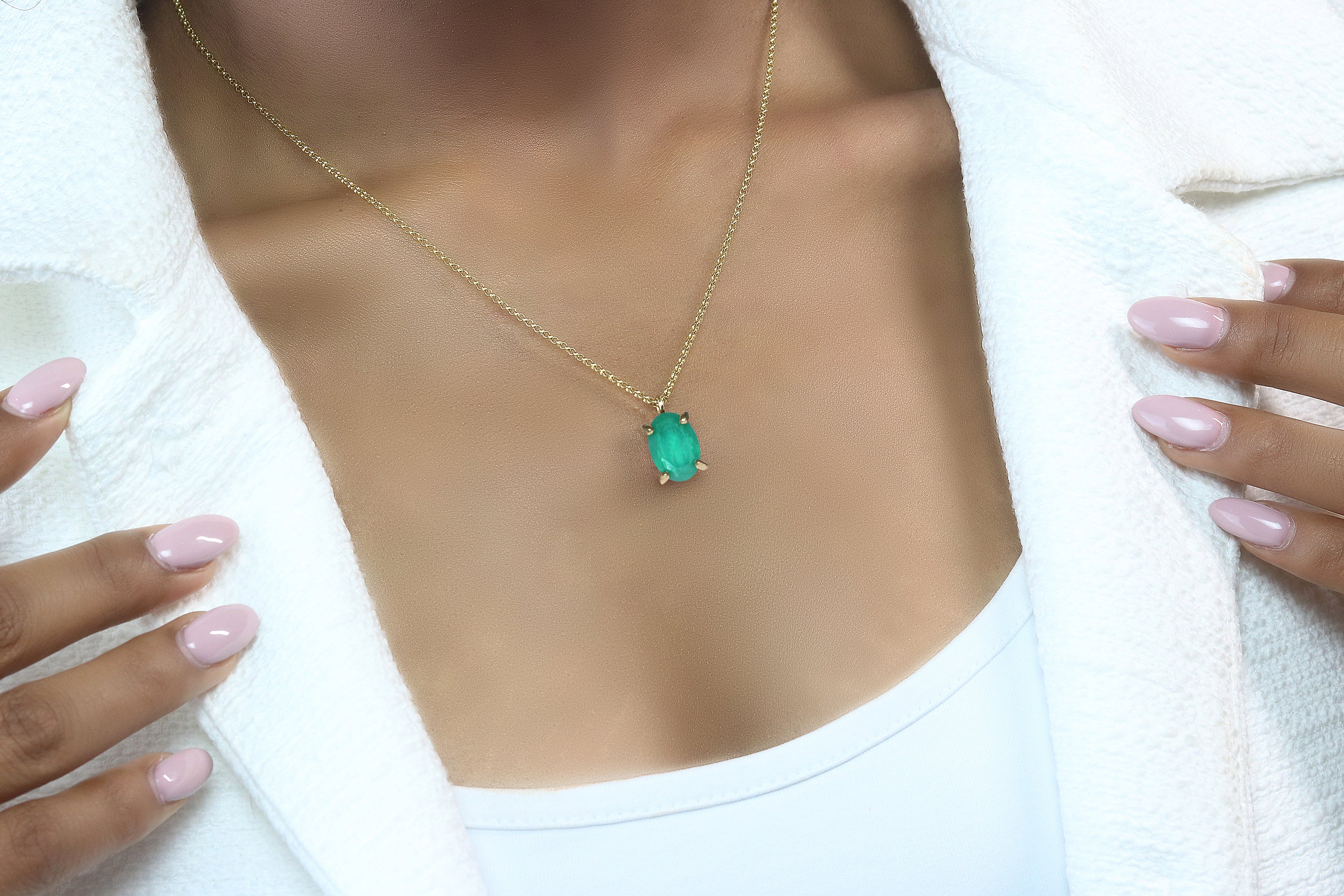 Artisan Gold Green Onyx Necklace necklaces Anemone Unique