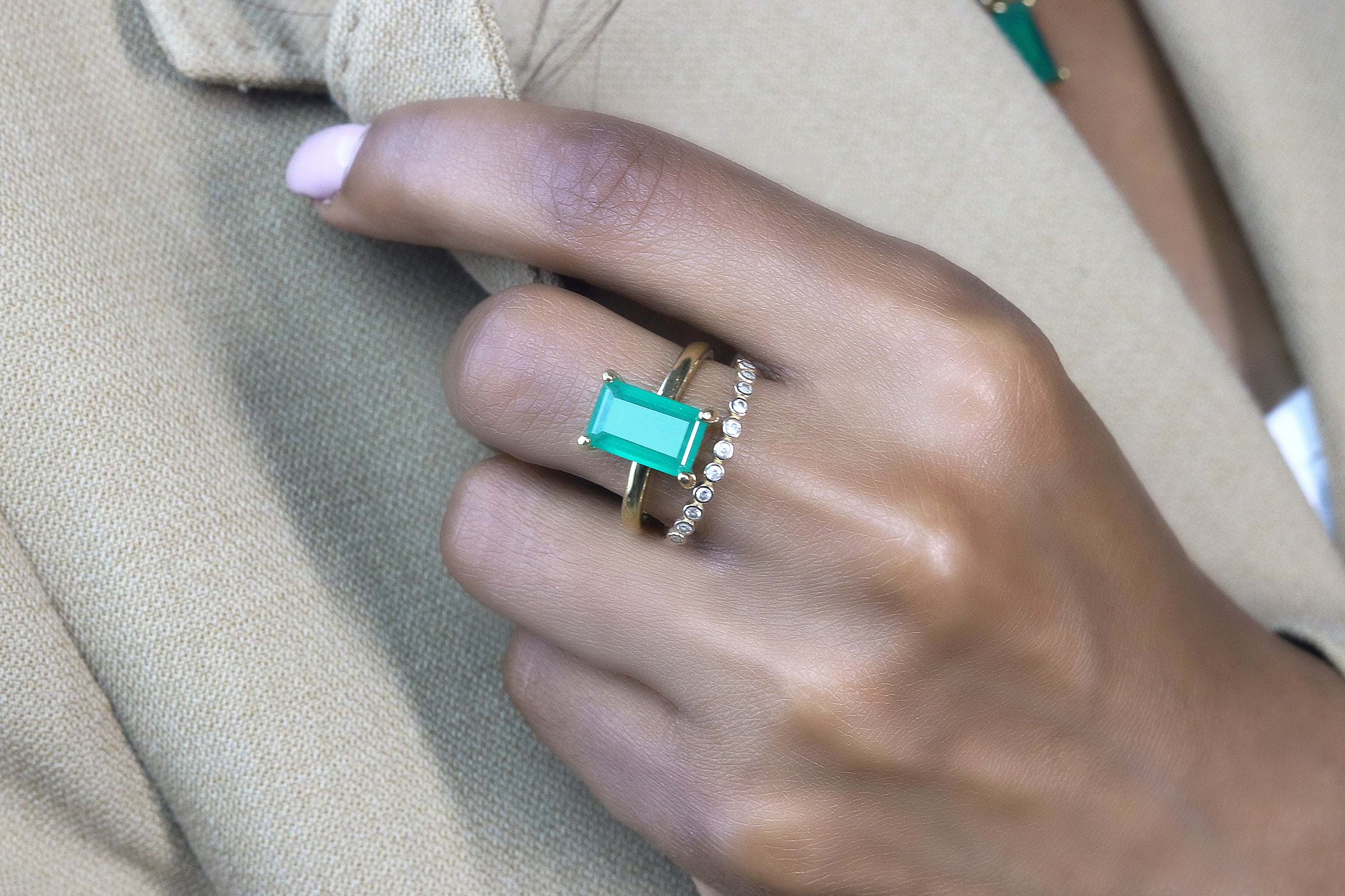 Green Onyx Gold Filled Ring Rings Anemone Unique