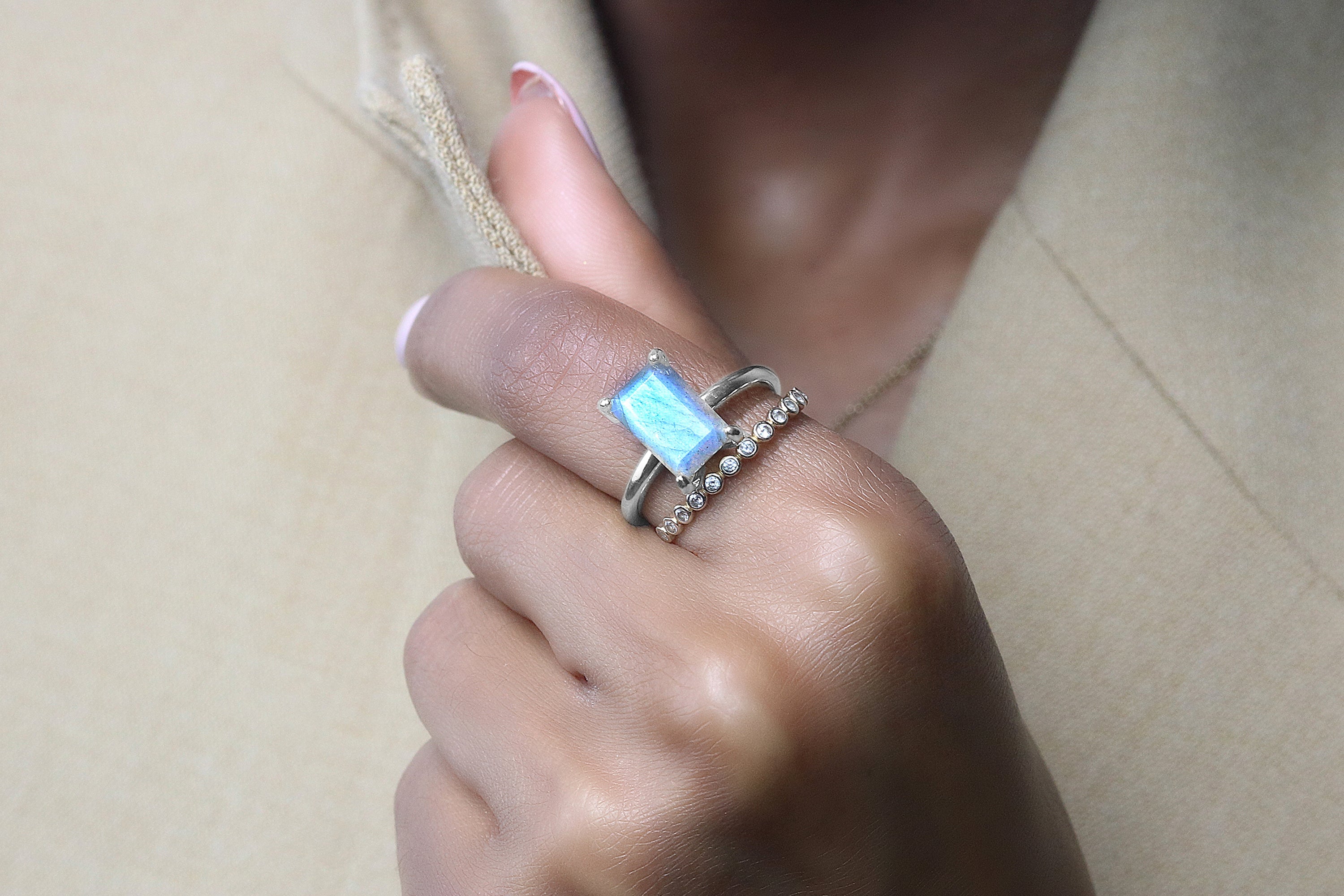 Unique Labradorite Ring in Rose Gold Rings Anemone Unique