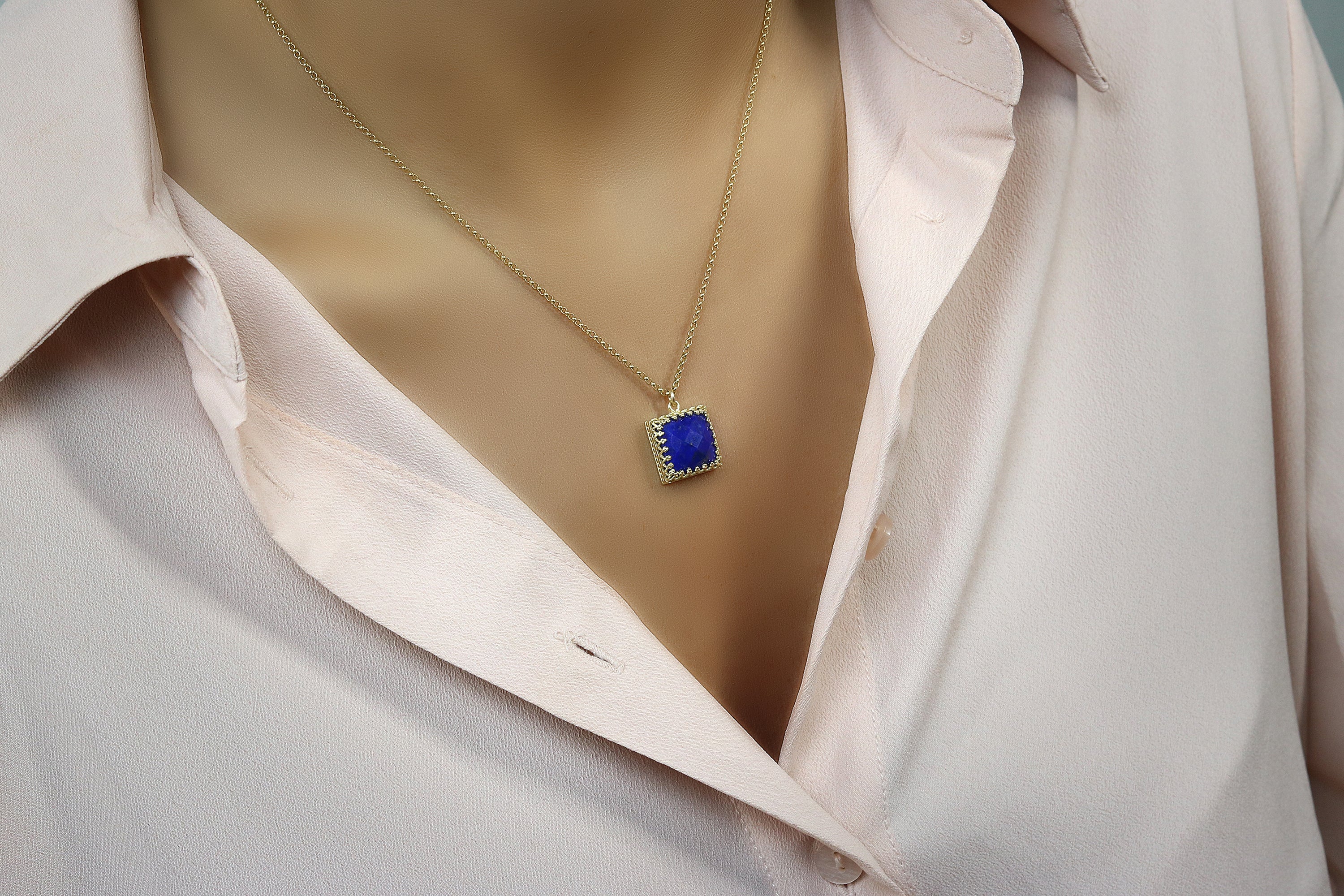 925 Sterling Silver Handmade Lapis Lazuli Necklace necklaces Anemone Jewelry