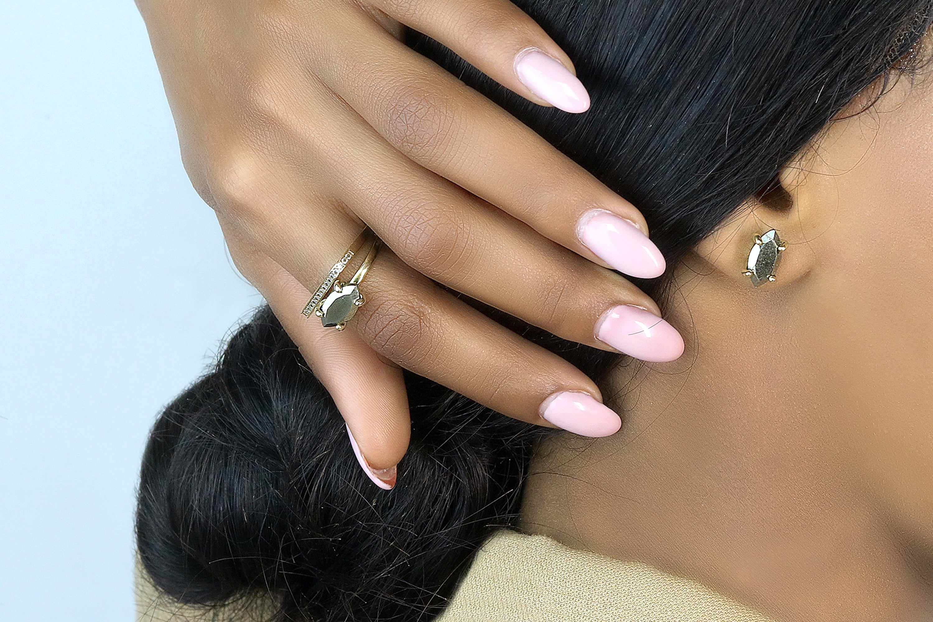 Marquise Iron Pyrite Ring in 14k Gold Rings Anemone Unique