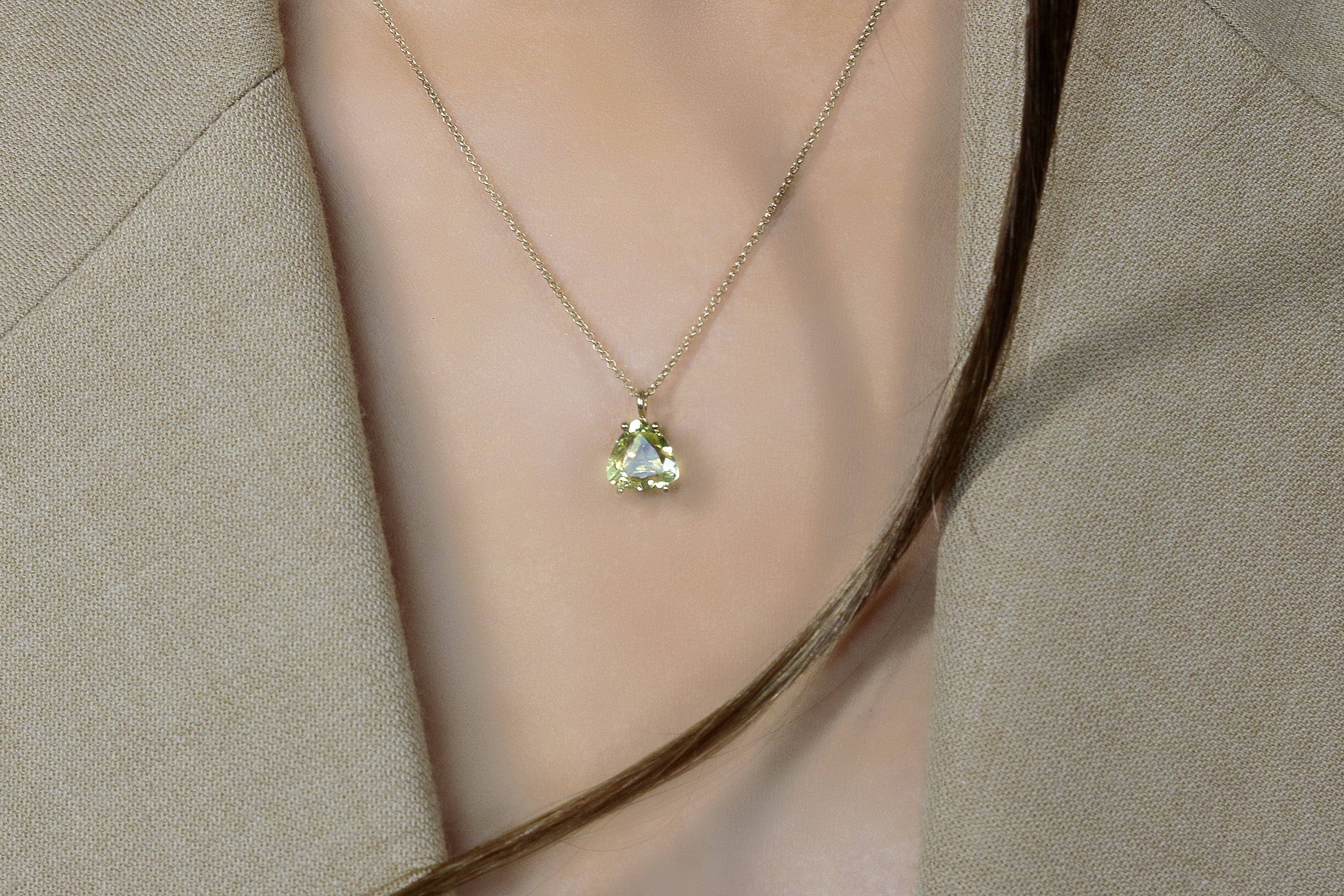 Brilliant Lemon Quartz Crystal Necklace in Gold necklaces Anemone Unique