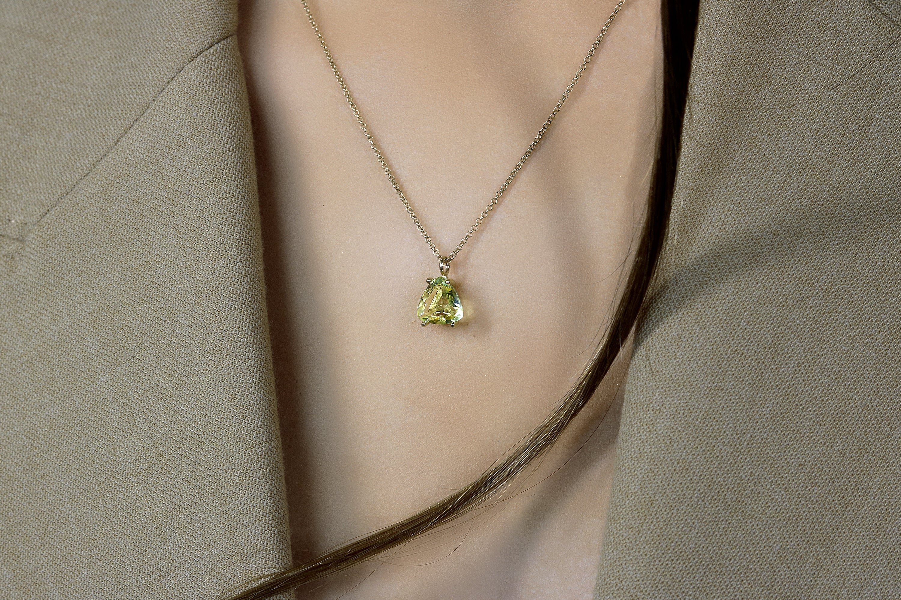 Brilliant Lemon Quartz Crystal Necklace in Gold necklaces Anemone Unique