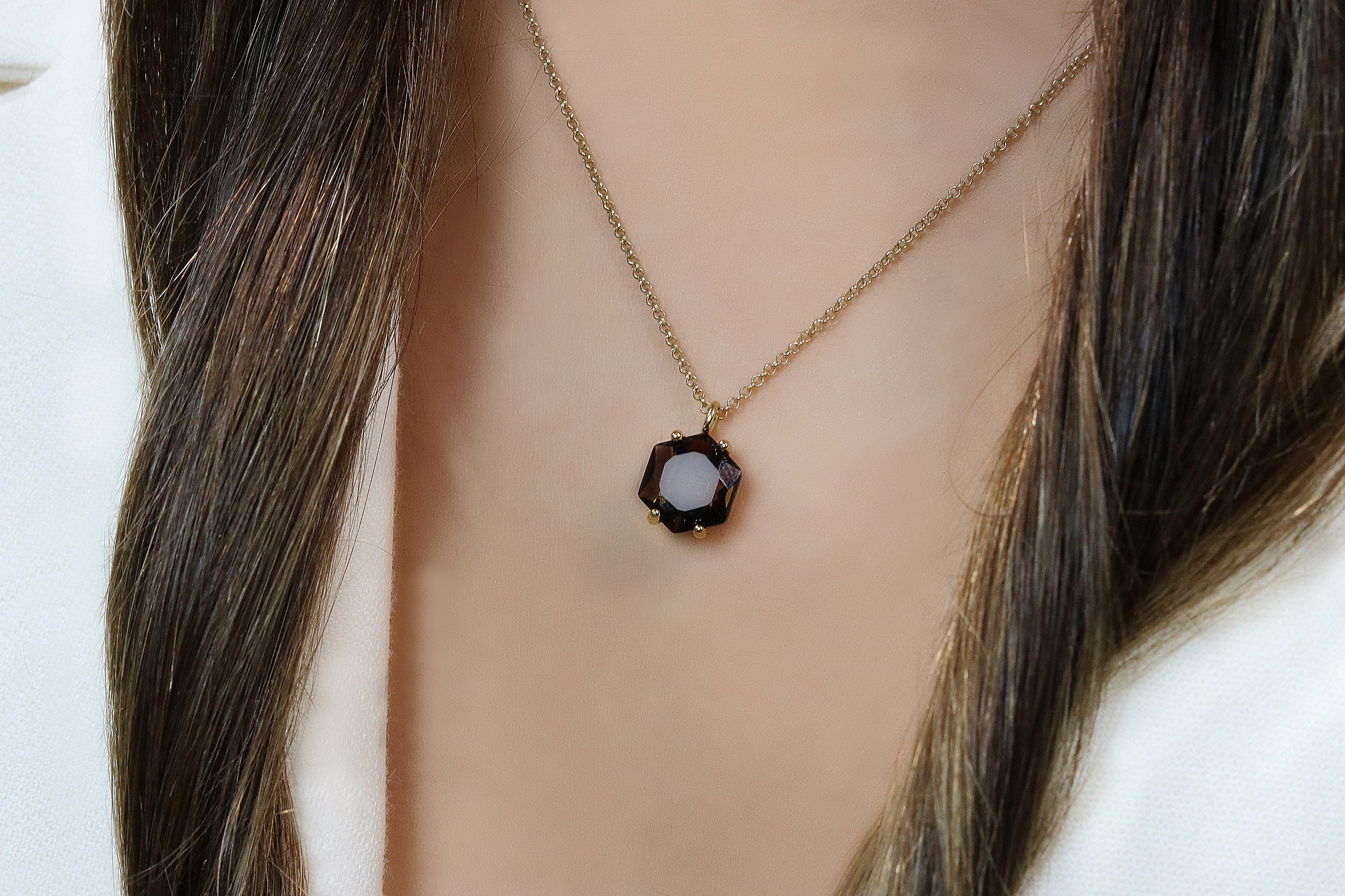 Modern Smoky Quartz Necklace in Gold necklaces Anemone Unique