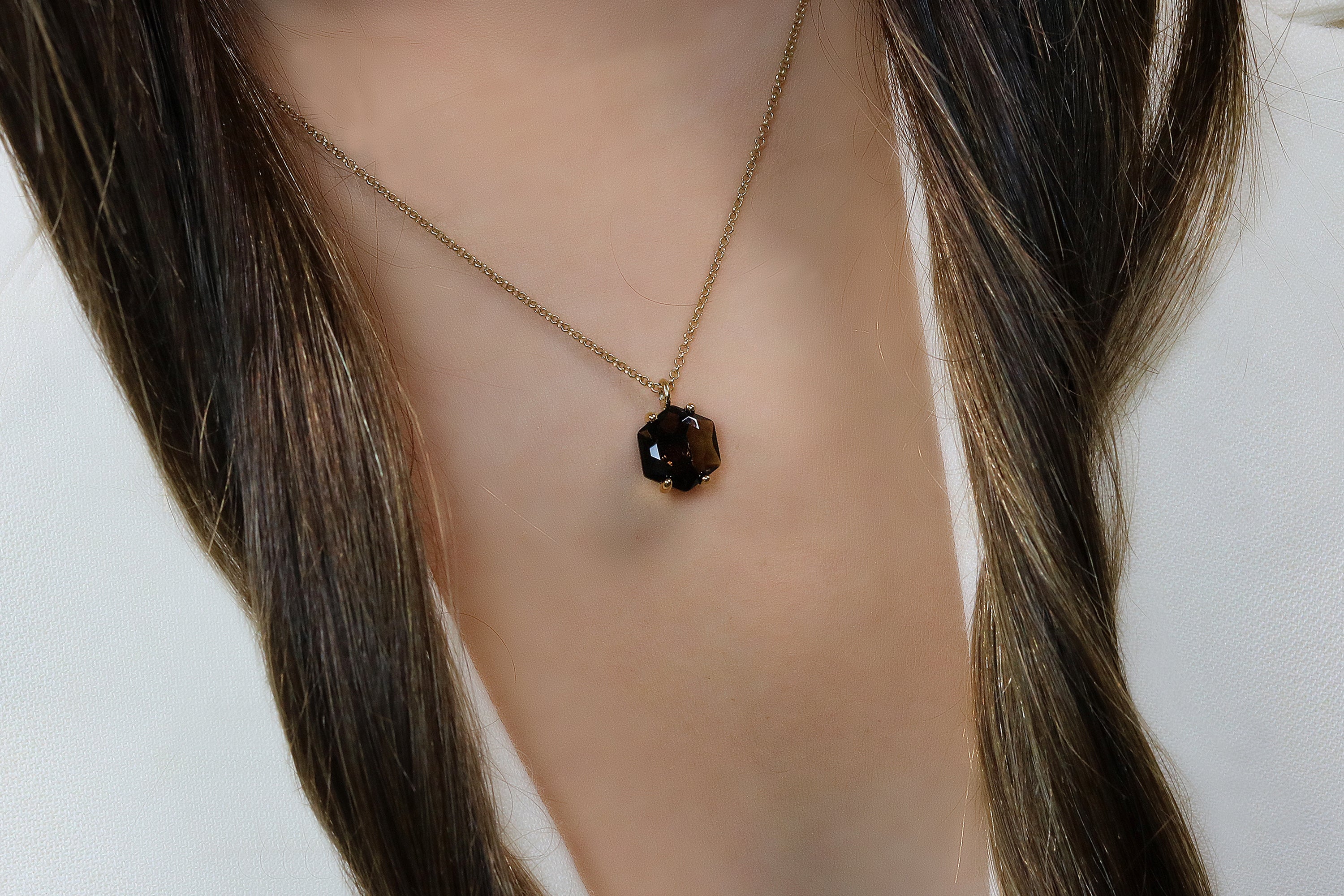 Modern Smoky Quartz Necklace in Gold necklaces Anemone Unique