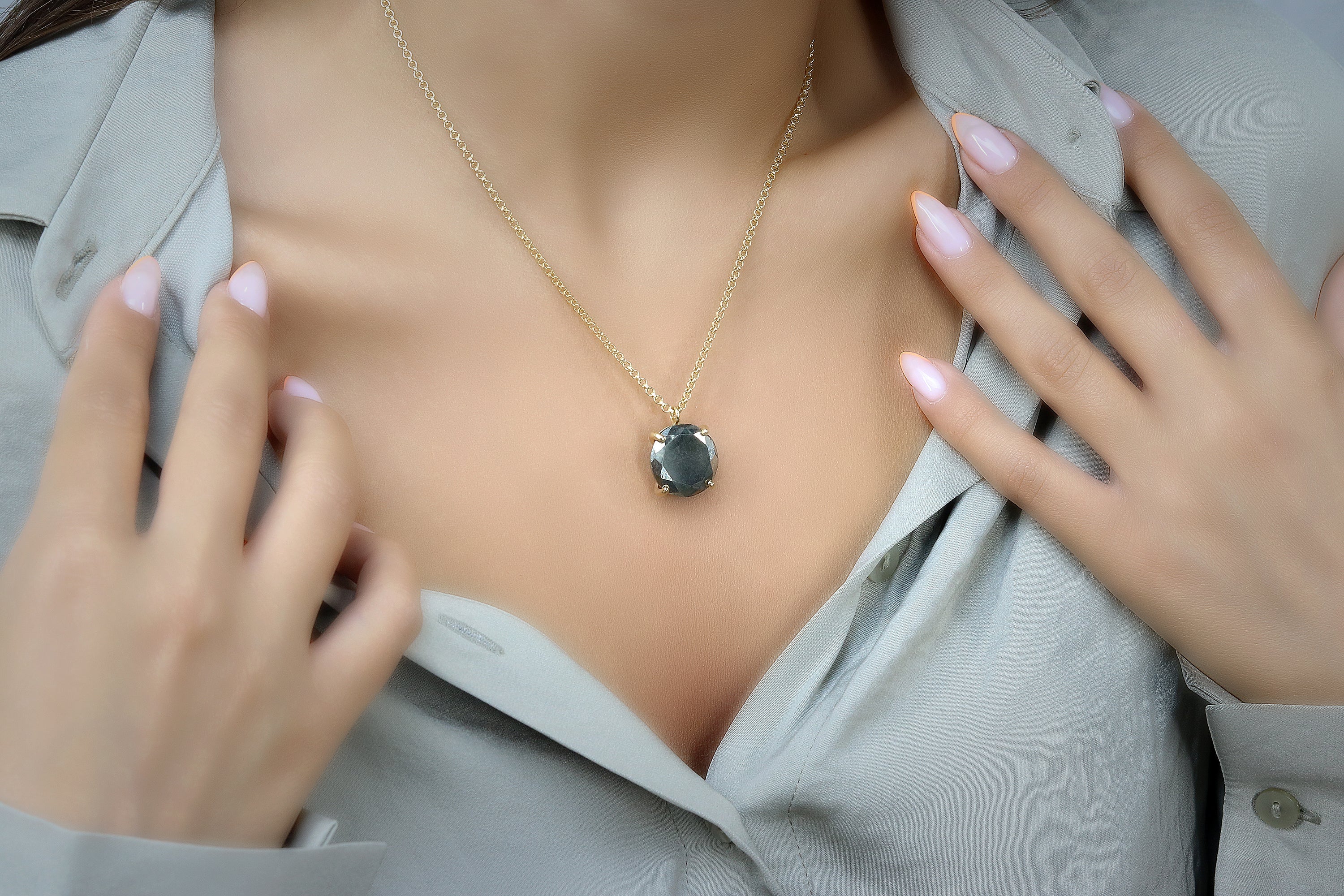 Handmade 16mm Raw Pyrite Necklace in 14k Gold necklaces Anemone Jewelry