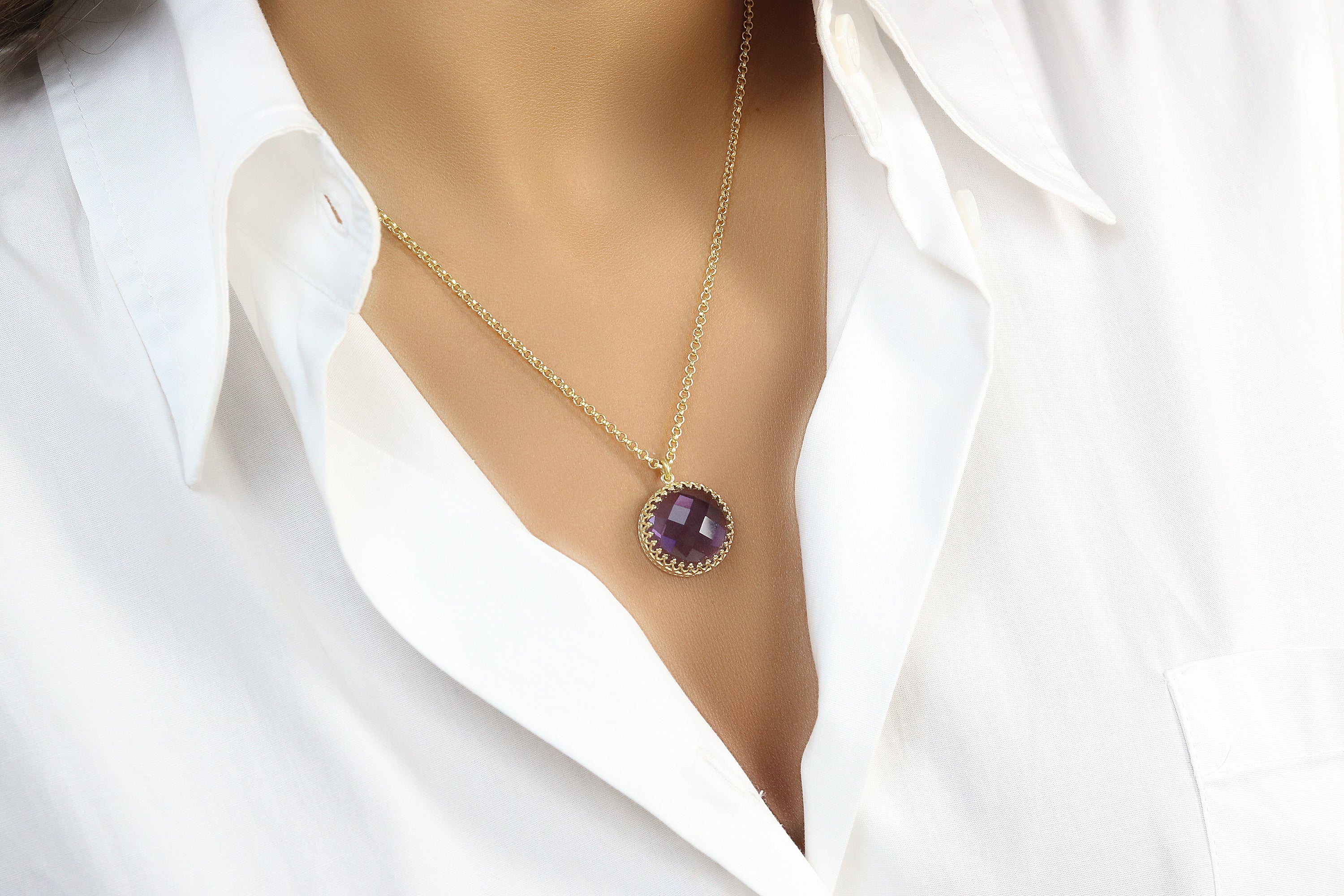 Dazzling Amethyst Necklace in Gold necklaces Anemone Jewelry