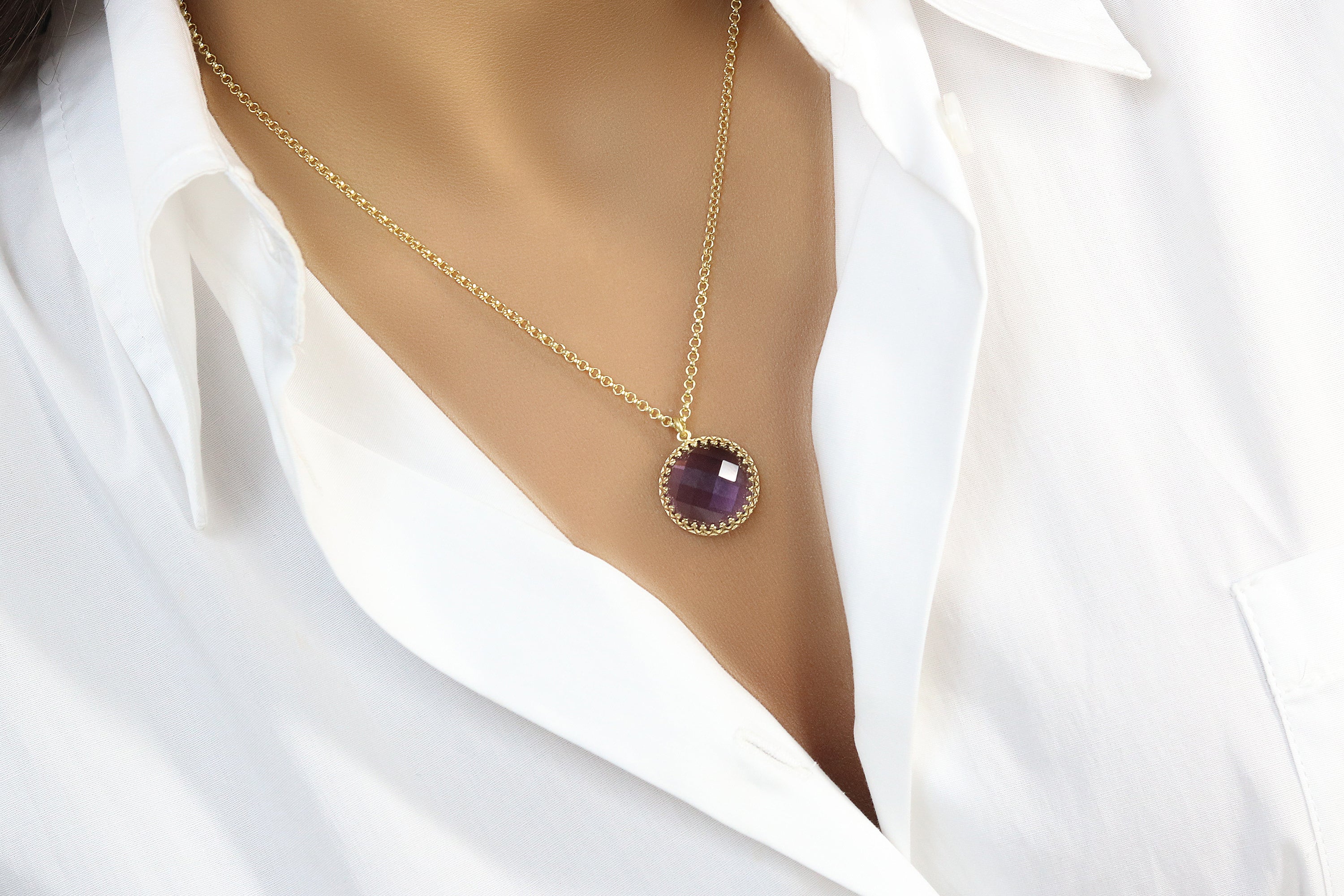 Dazzling Amethyst Necklace in Gold necklaces Anemone Jewelry