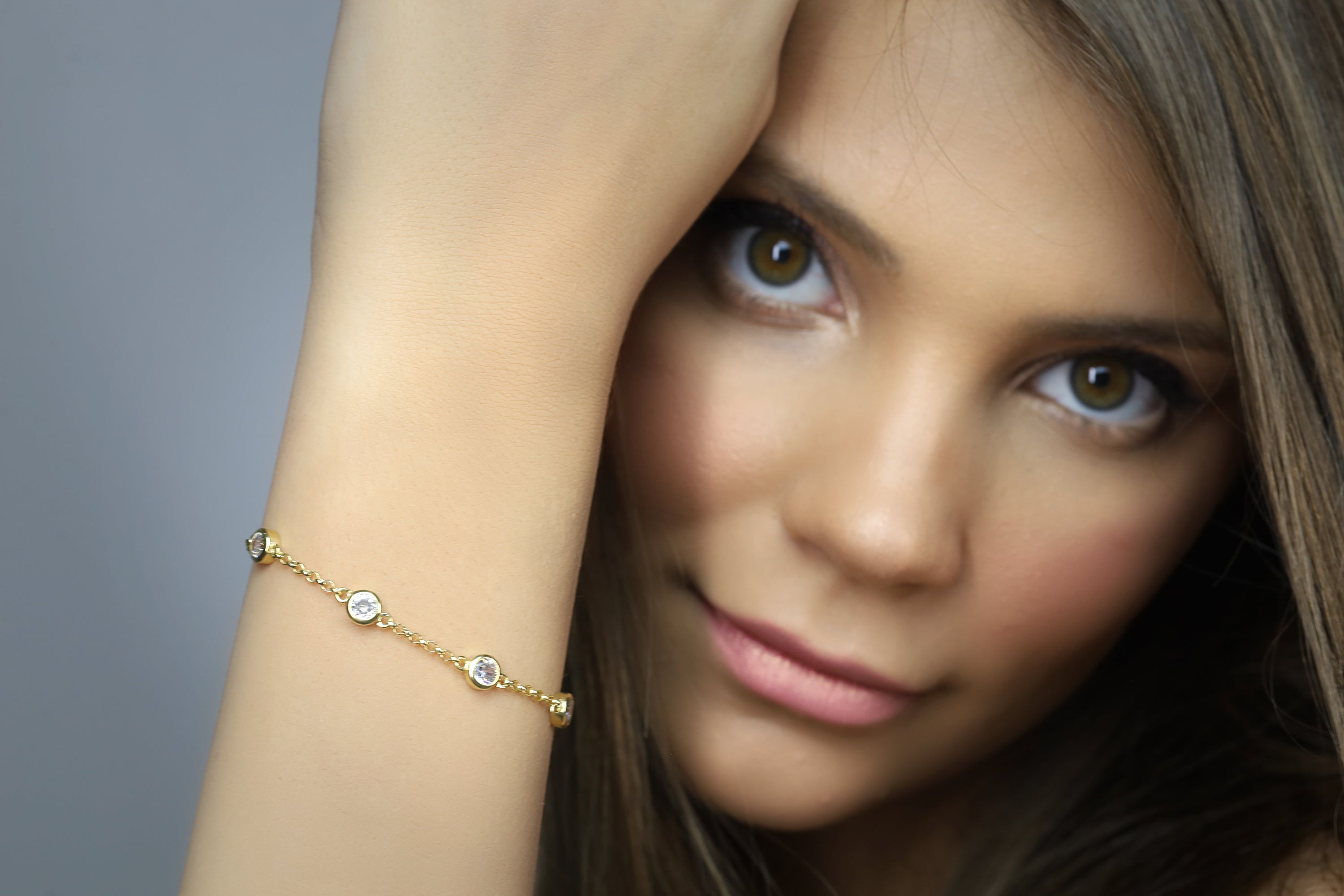 6 Cubic Zirconia Charms Gold Chain Bracelet Bracelets Anemone Unique