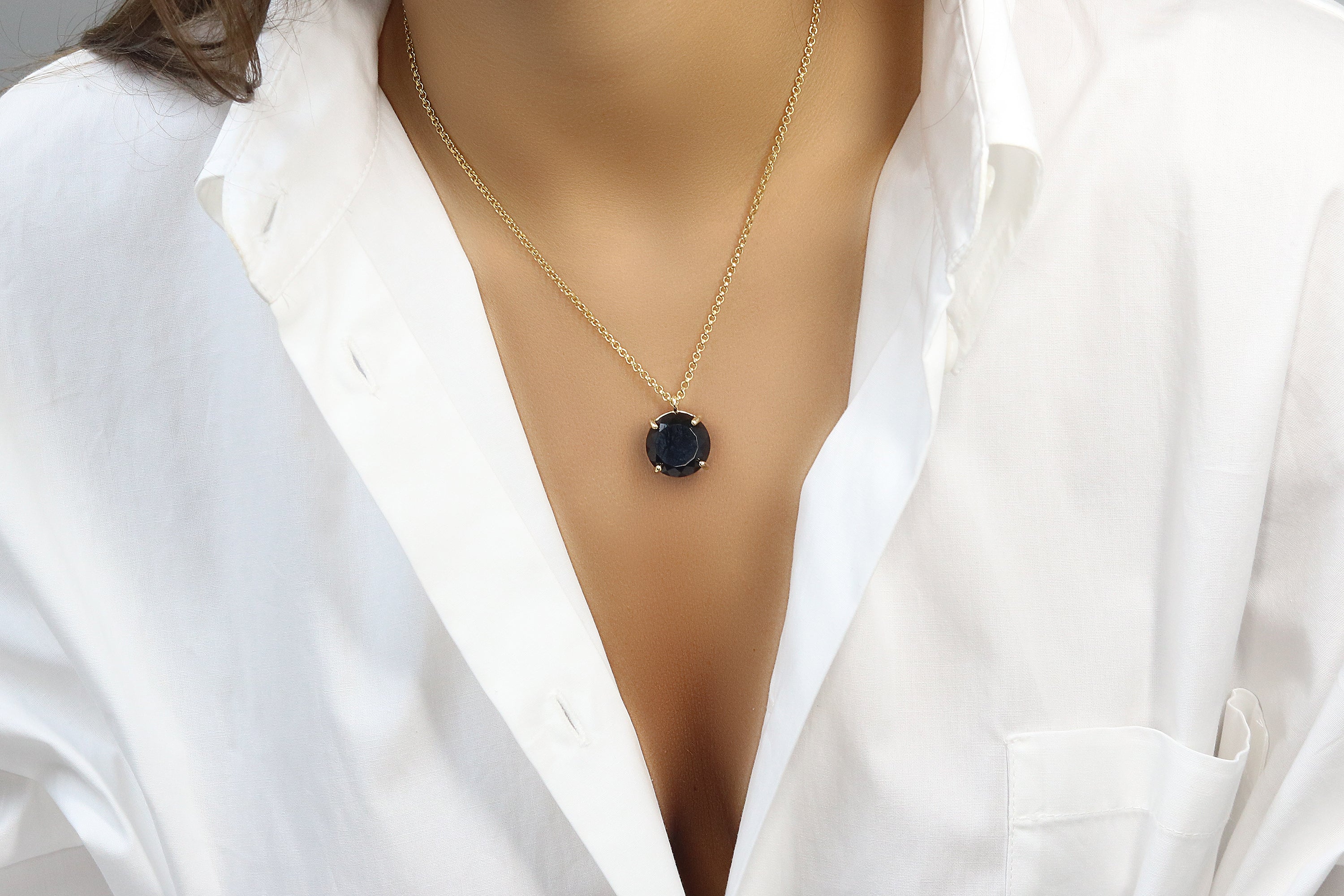 Black Onyx Necklace in 14k Gold necklaces Anemone Jewelry
