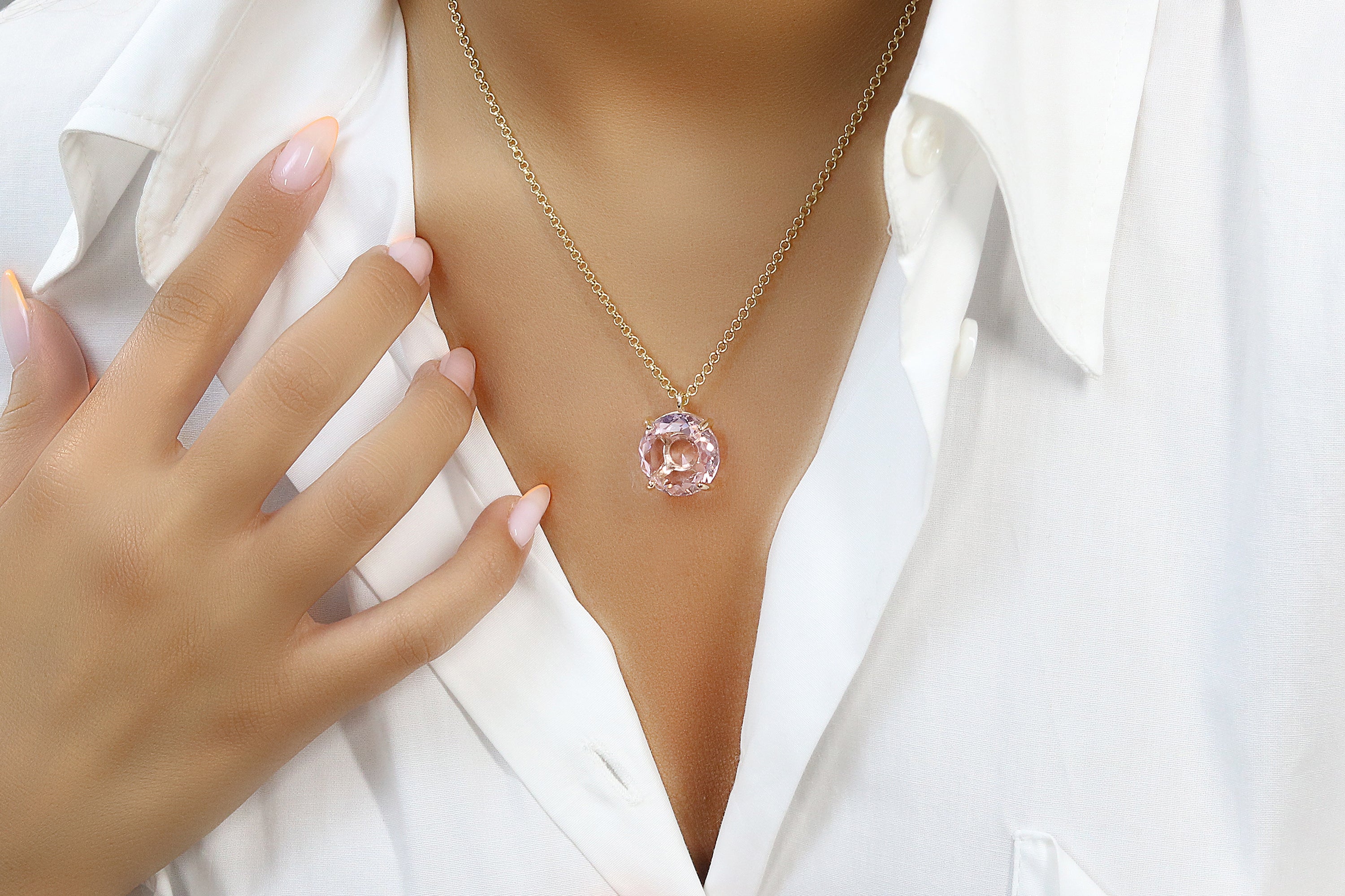 Brilliant Rose Quartz 14k Gold Filled Love Necklace necklaces Anemone Jewelry