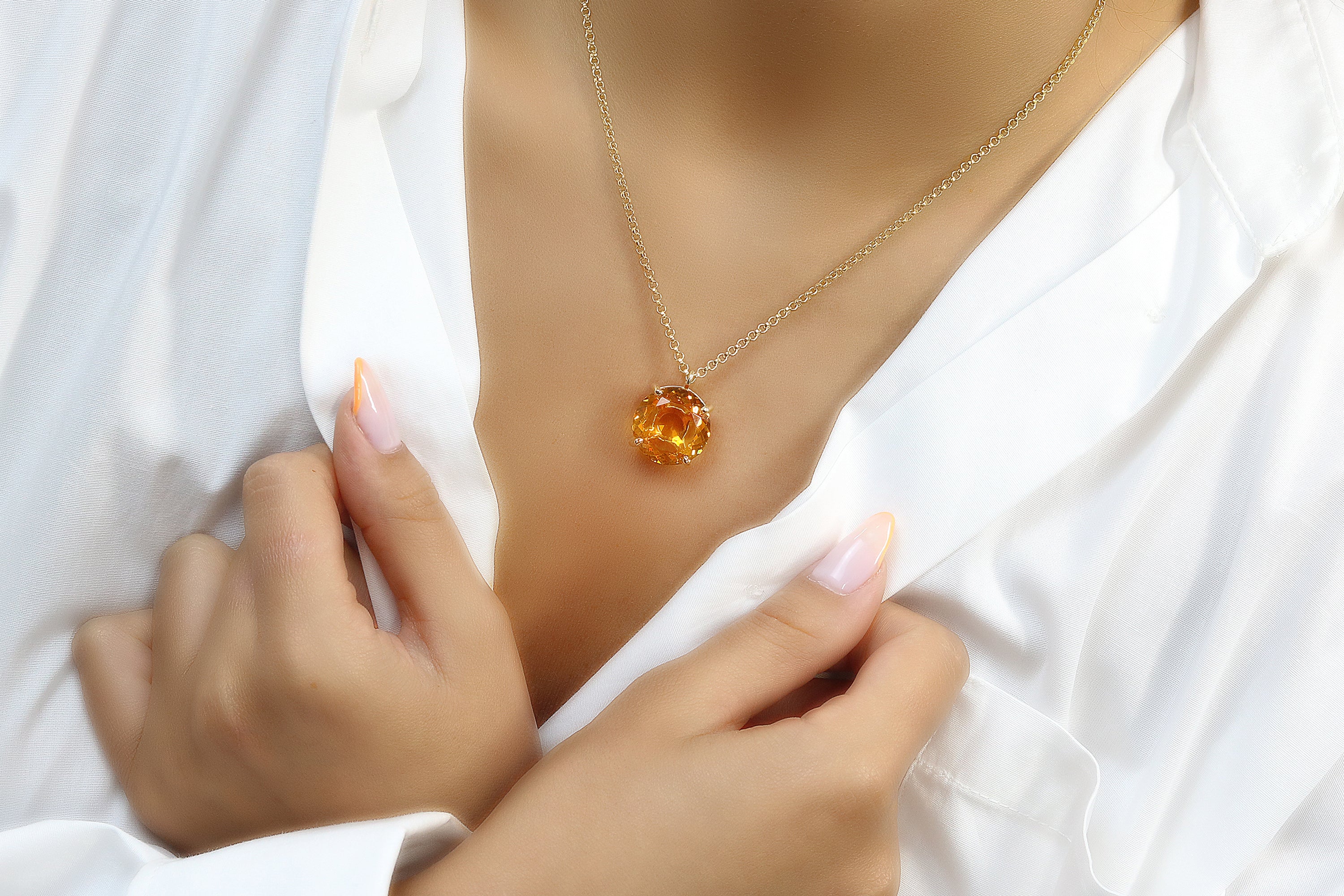 Yellow Citrine Necklace in 14k Gold necklaces Anemone Jewelry