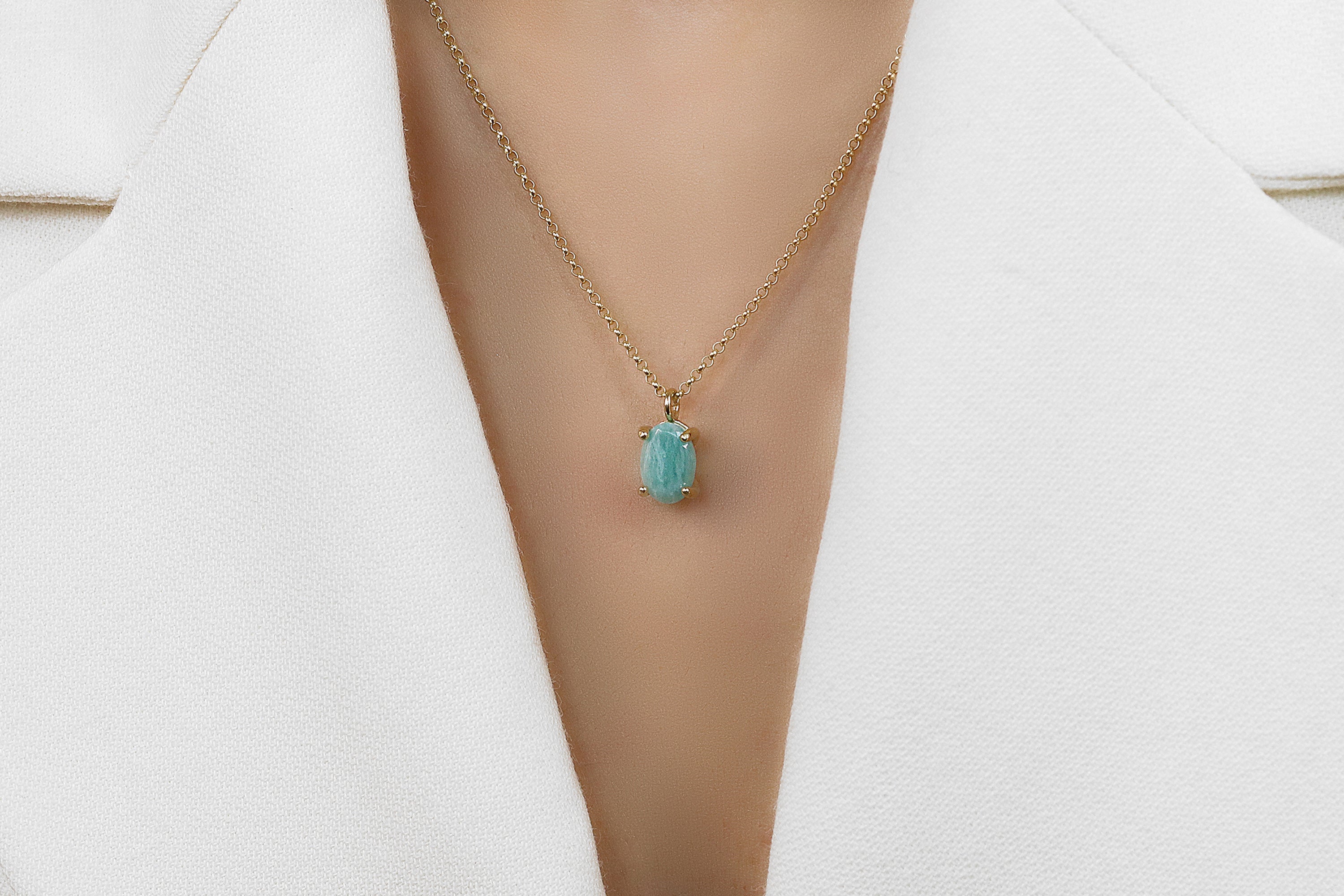 Dazzling Amazonite Gold Filled Necklace necklaces Anemone Unique