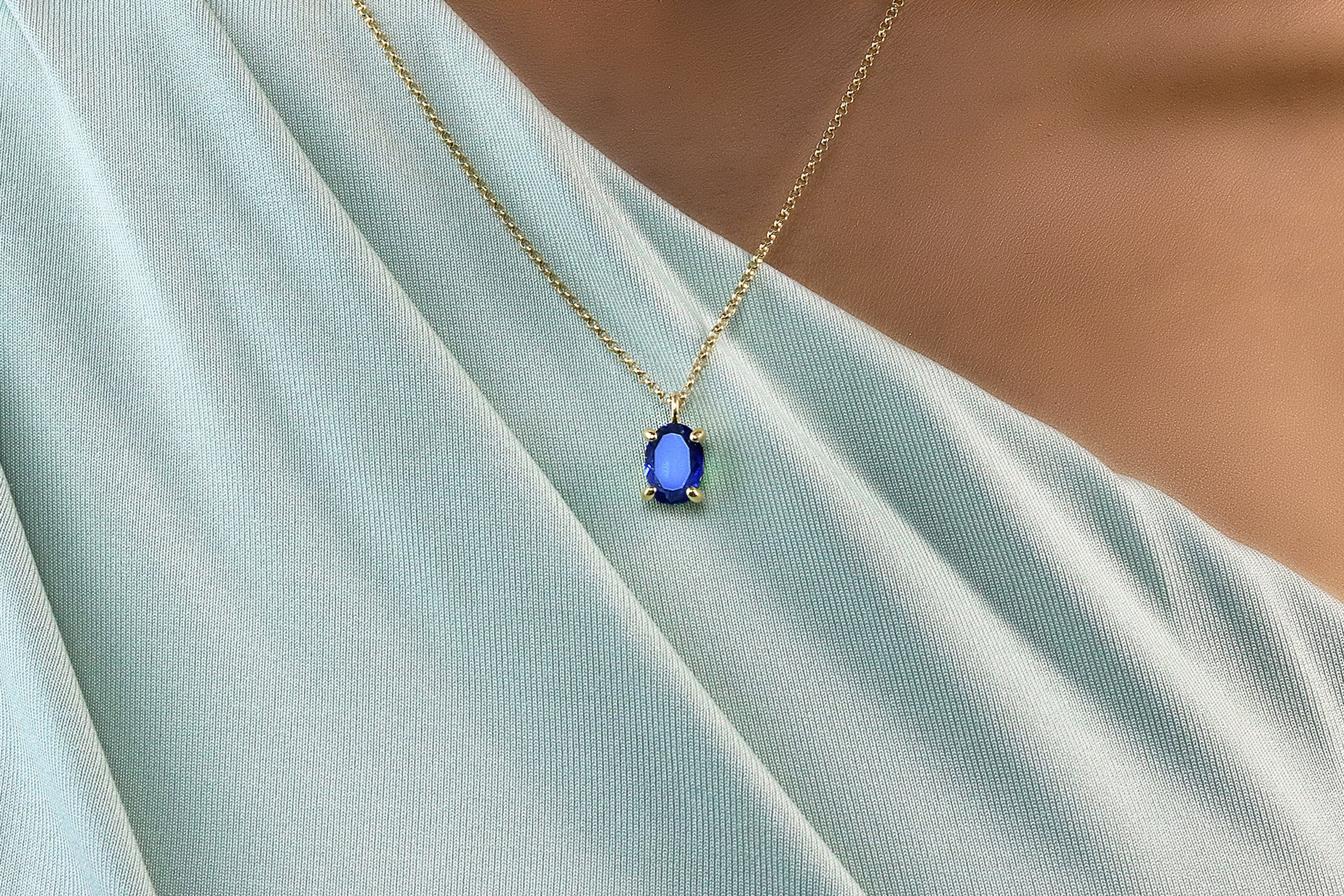 Amazing Gold Sapphire Pendant Necklace necklaces Anemone Unique