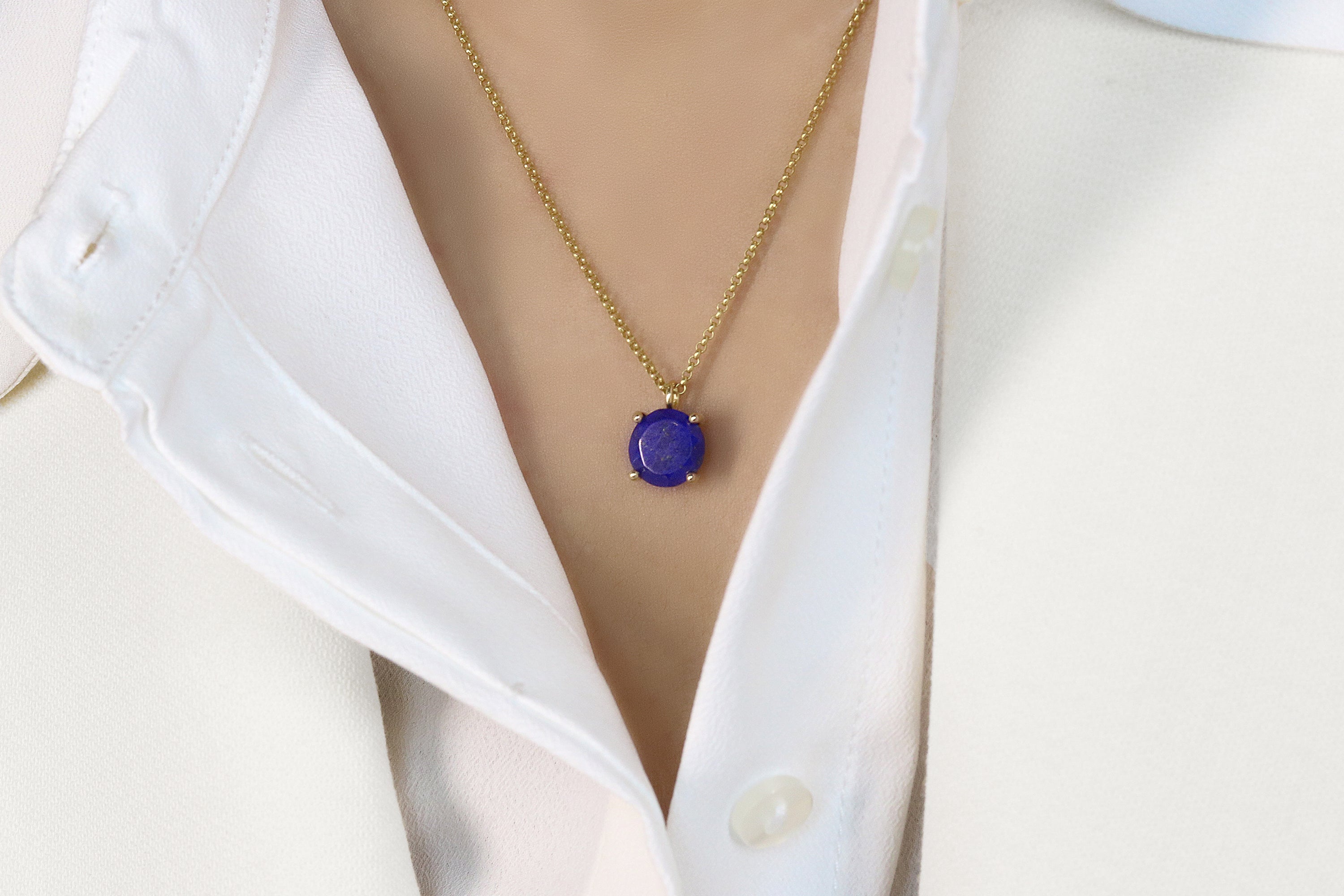 Unique Lapis Lazuli Gold Filled Necklace necklaces Anemone Unique