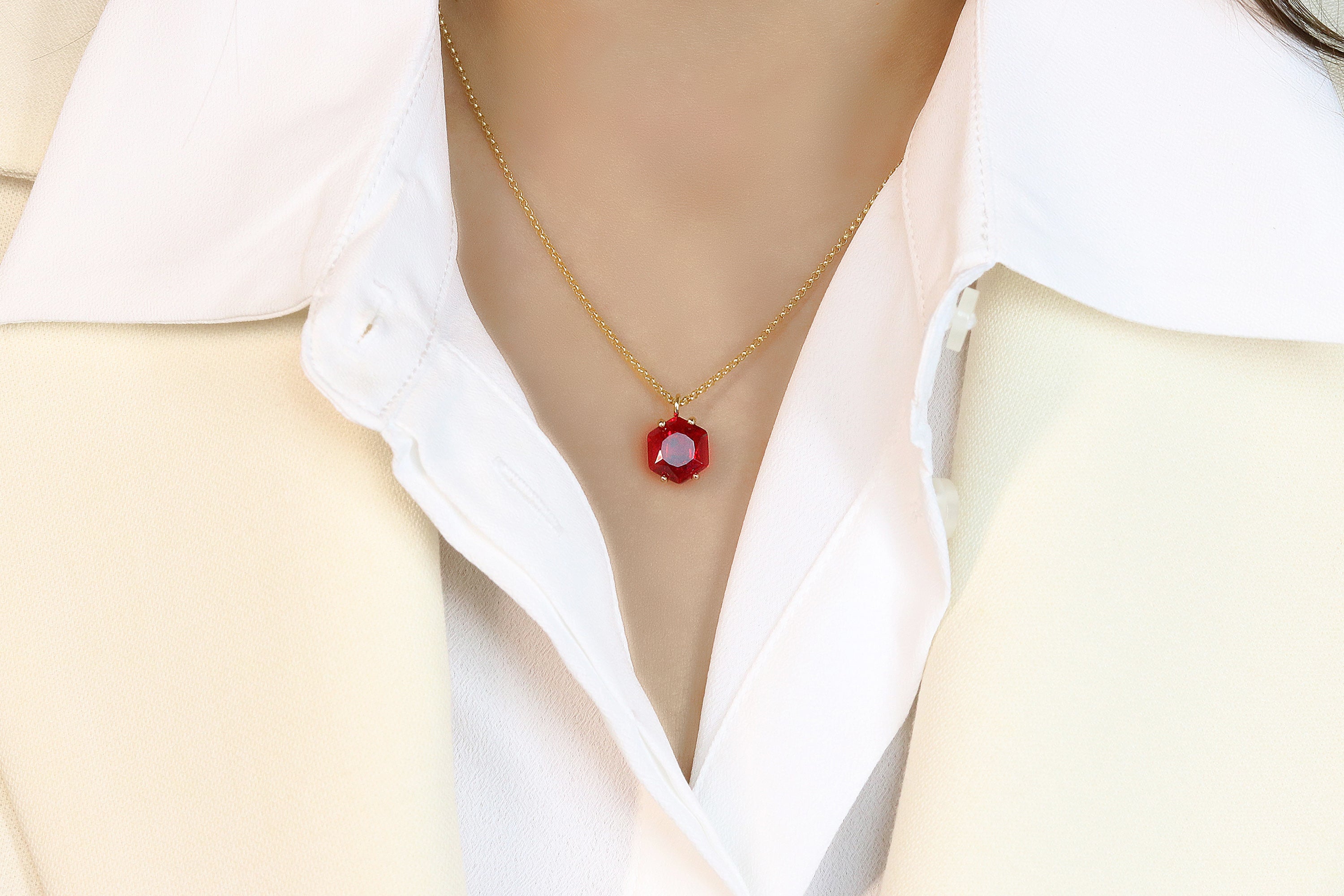 Bold Ruby 14k Gold Filled Necklace necklaces Anemone Unique