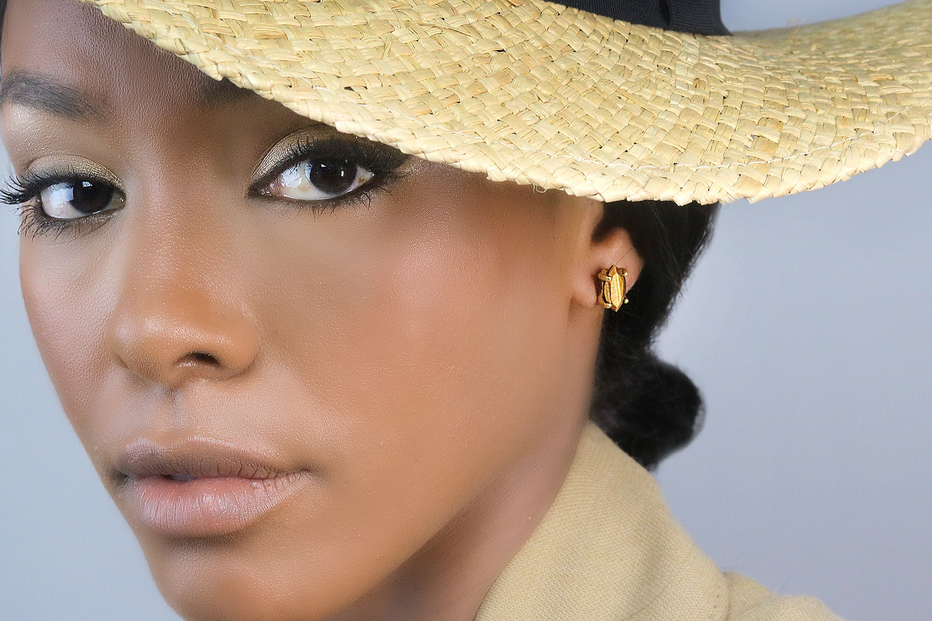 Intriguing Dainty Tiger Eye Stud Earrings in Gold Earrings Anemone Unique