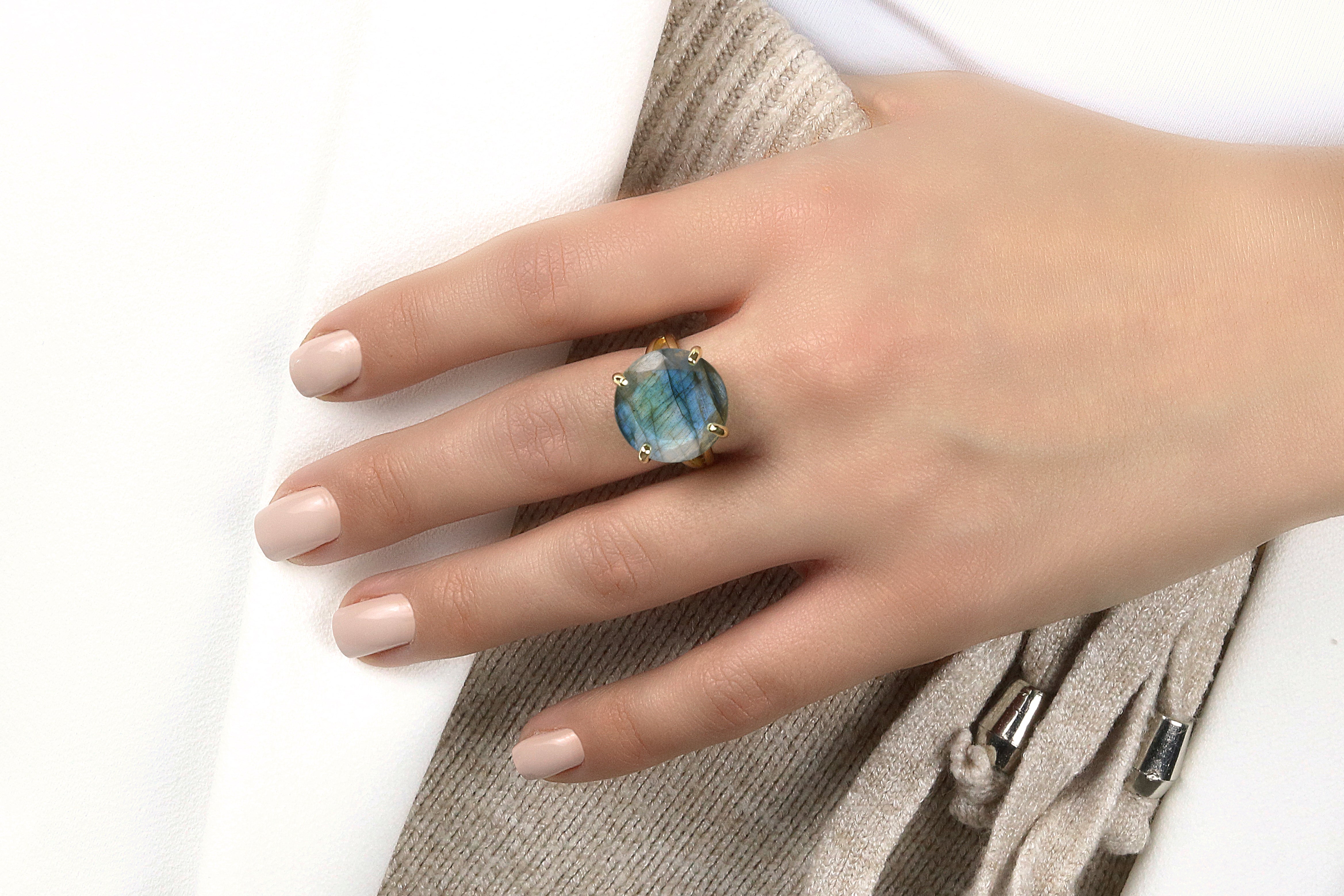 Labradorite Ring in 14k Rose Gold Rings Anemone Jewelry