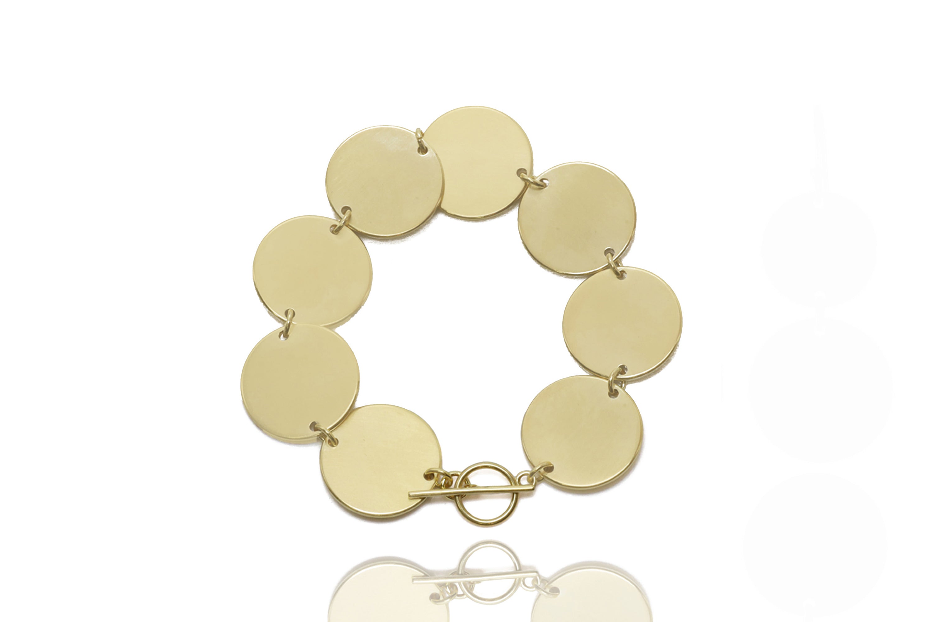 14k Gold Circles Coin Bracelet Earrings Anemone Jewelry