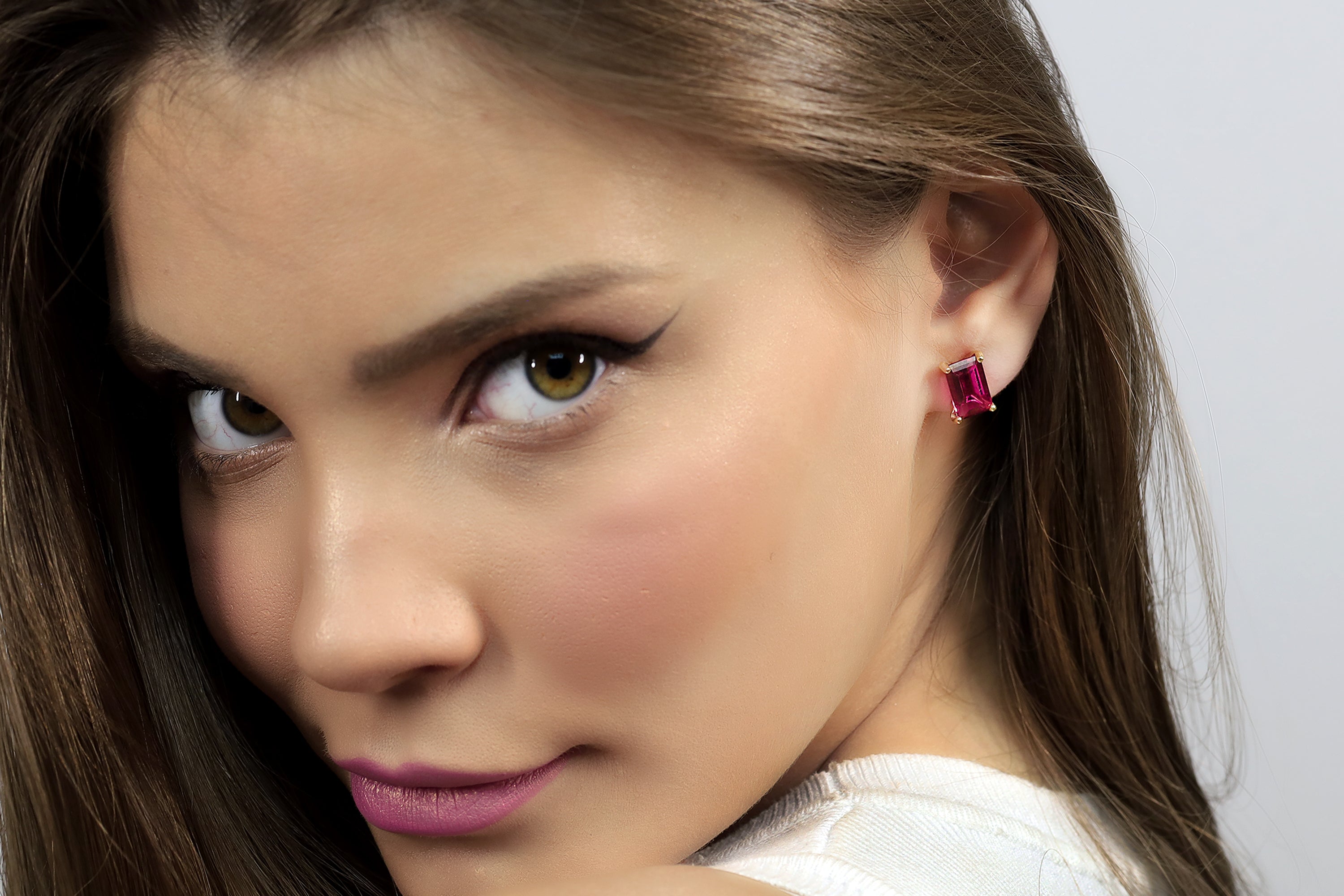 Tourmaline Rectangle Gold Stud Earrings Earrings Anemone Unique