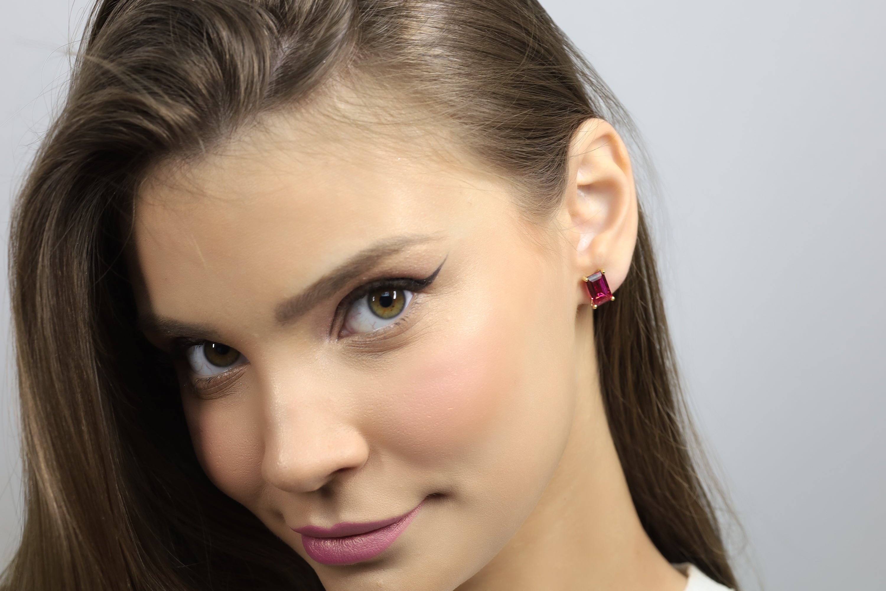 Tourmaline Rectangle Gold Stud Earrings Earrings Anemone Unique